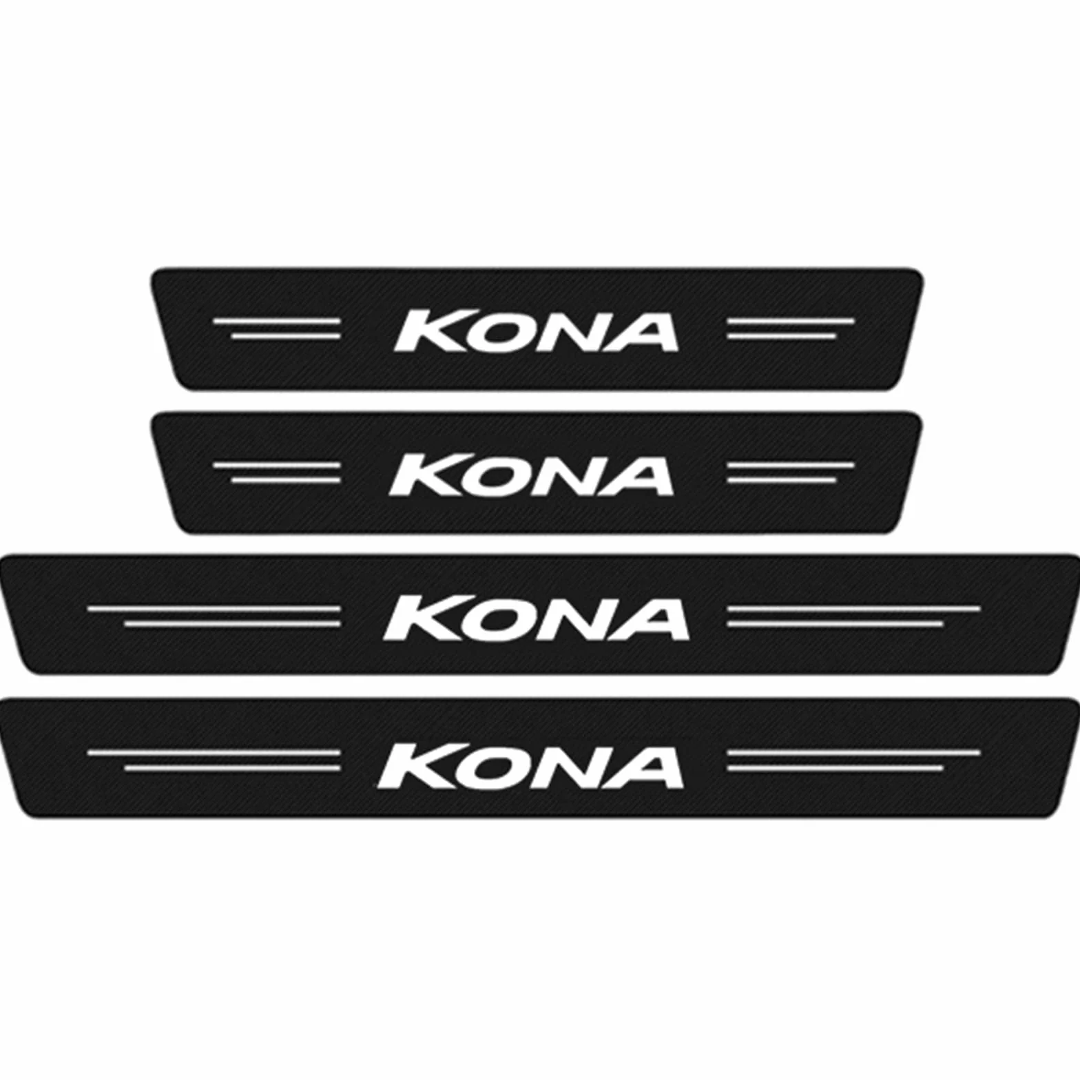 Fibra di Carbonio Battitacco per Auto Sticker, per Hyun-dai Kona, 4 Pezzi Battitacco Protezione Plates Anti-Graffio Scuff Adesivi Decorativi Accessori,White