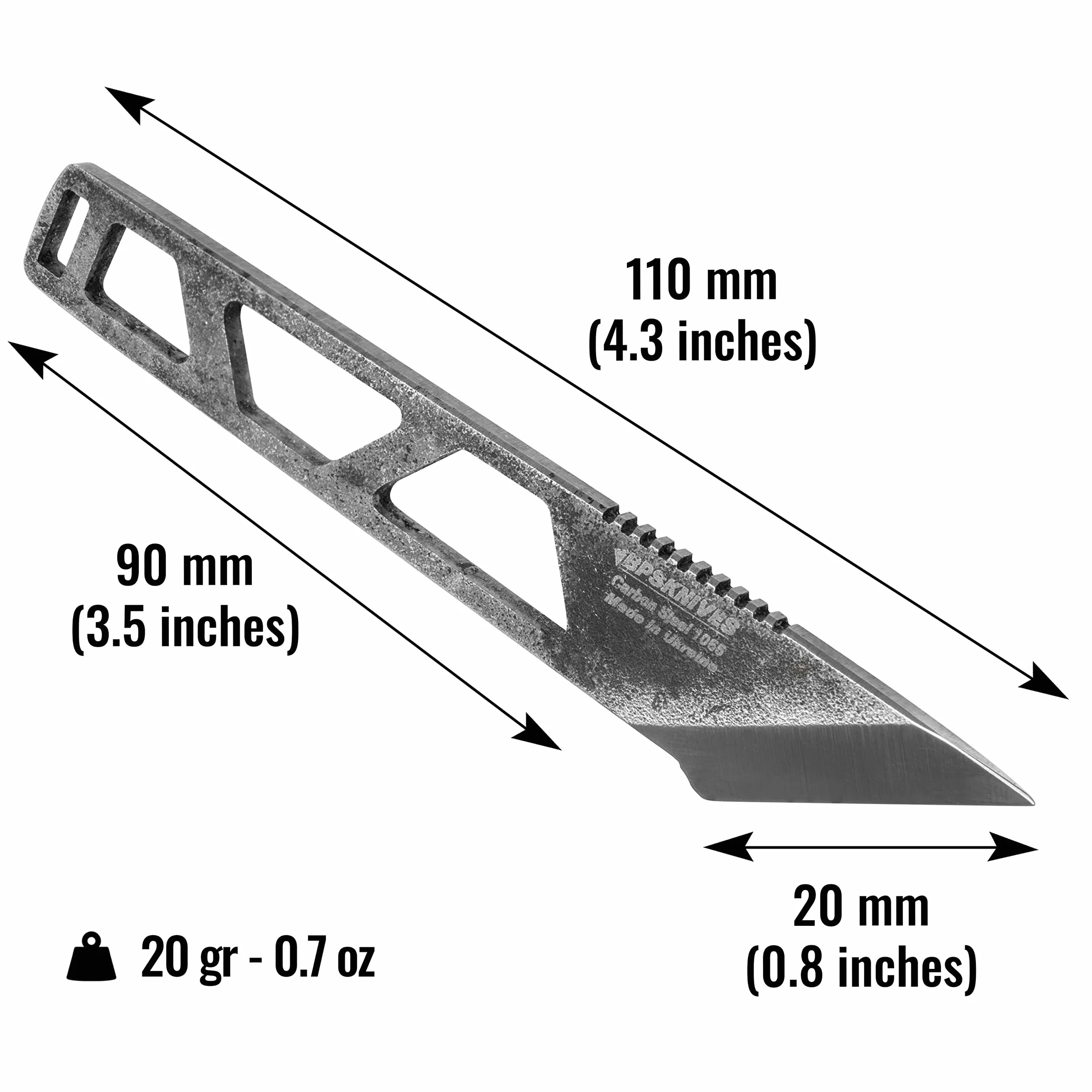 BPSKNIVES Mini Kiridashi - Coltello a lama fissa scheletrato con custodia in plastica - Coltello con fodero - Coltello da tasca a lama fissa in acciaio al carbonio