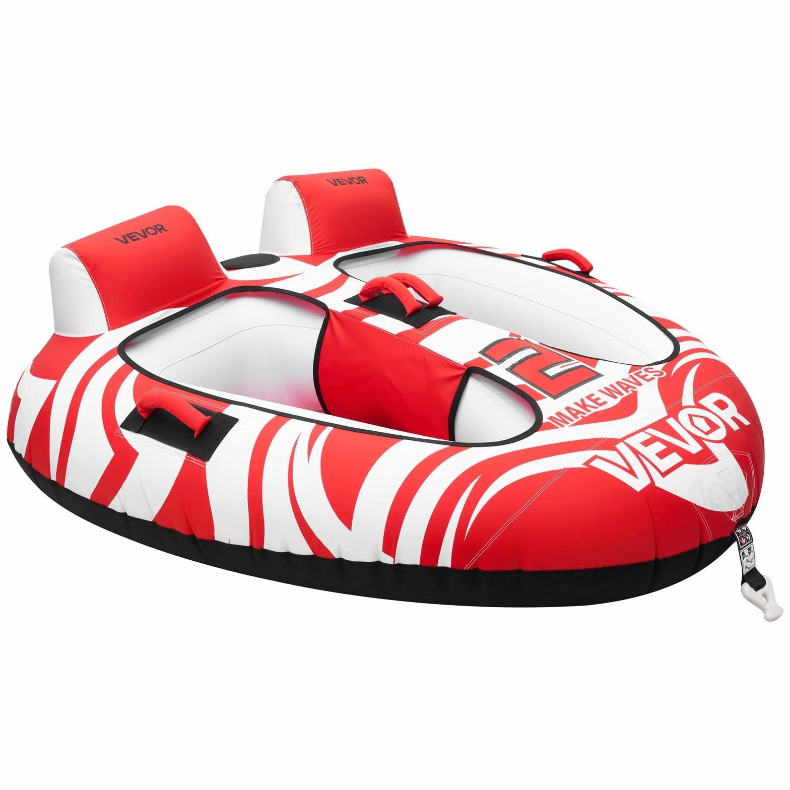 VEVOR Galleggiante di Traino per Barche 2 Persone Carico Max 154 kg Tubo Sport Nautici Copertura in Nylon Rosso