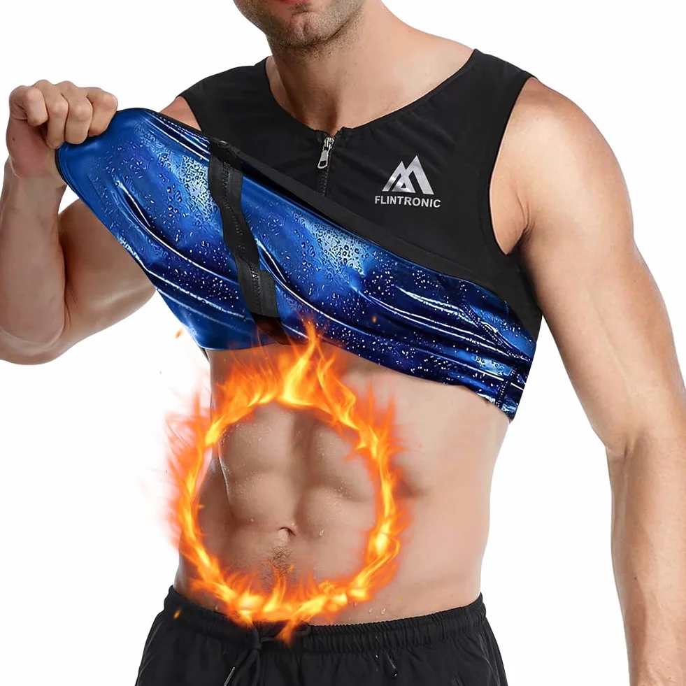 Flintronic Gilet Sauna Uomo Modellante la Sudorazione per Allenamento Fitness Sportivo Body Shaper
