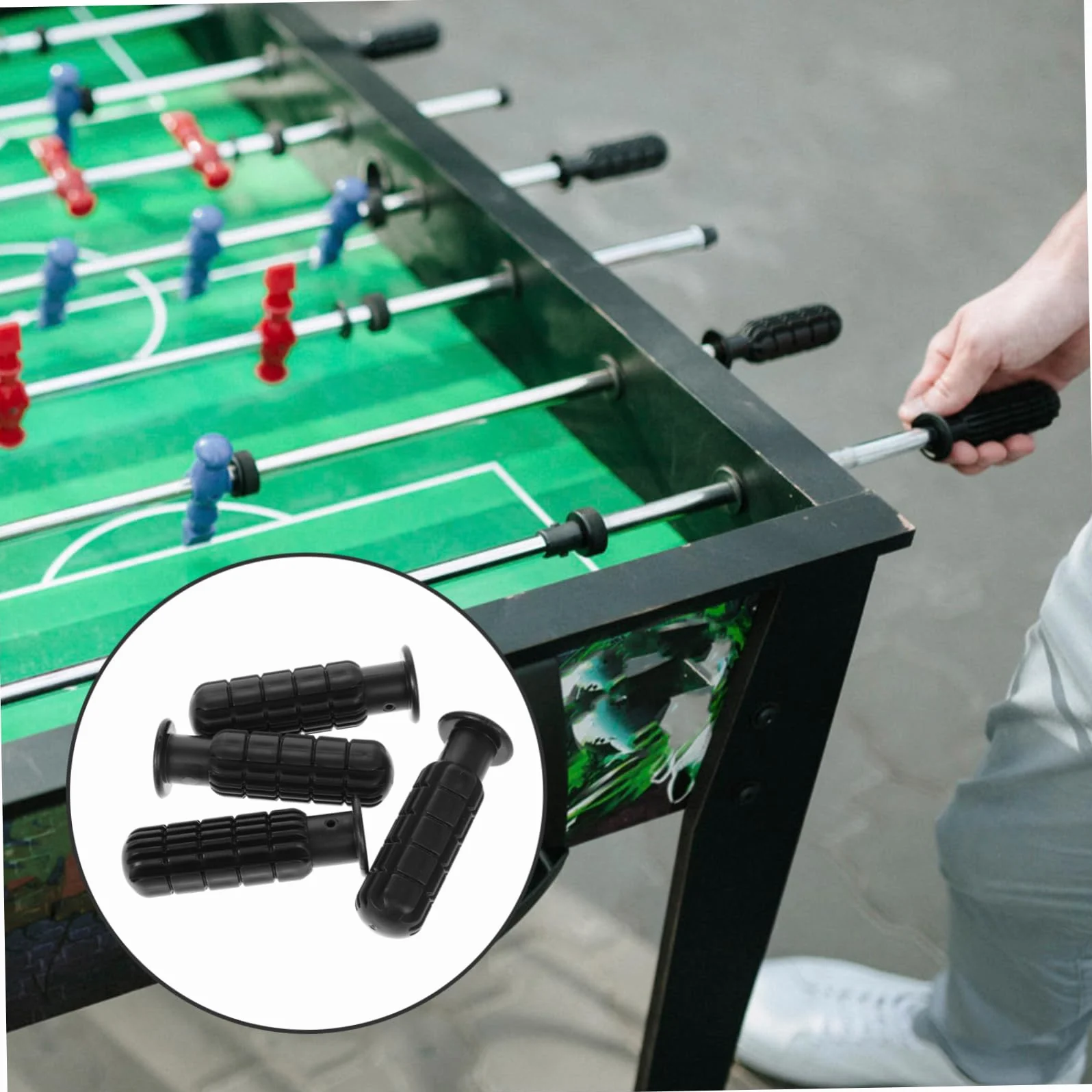 Yardwe 4 Maniglie per Calcio Balilla in Pvc Nero Ergonomiche Antiscivolo per Tavoli da Calcio 0,7m