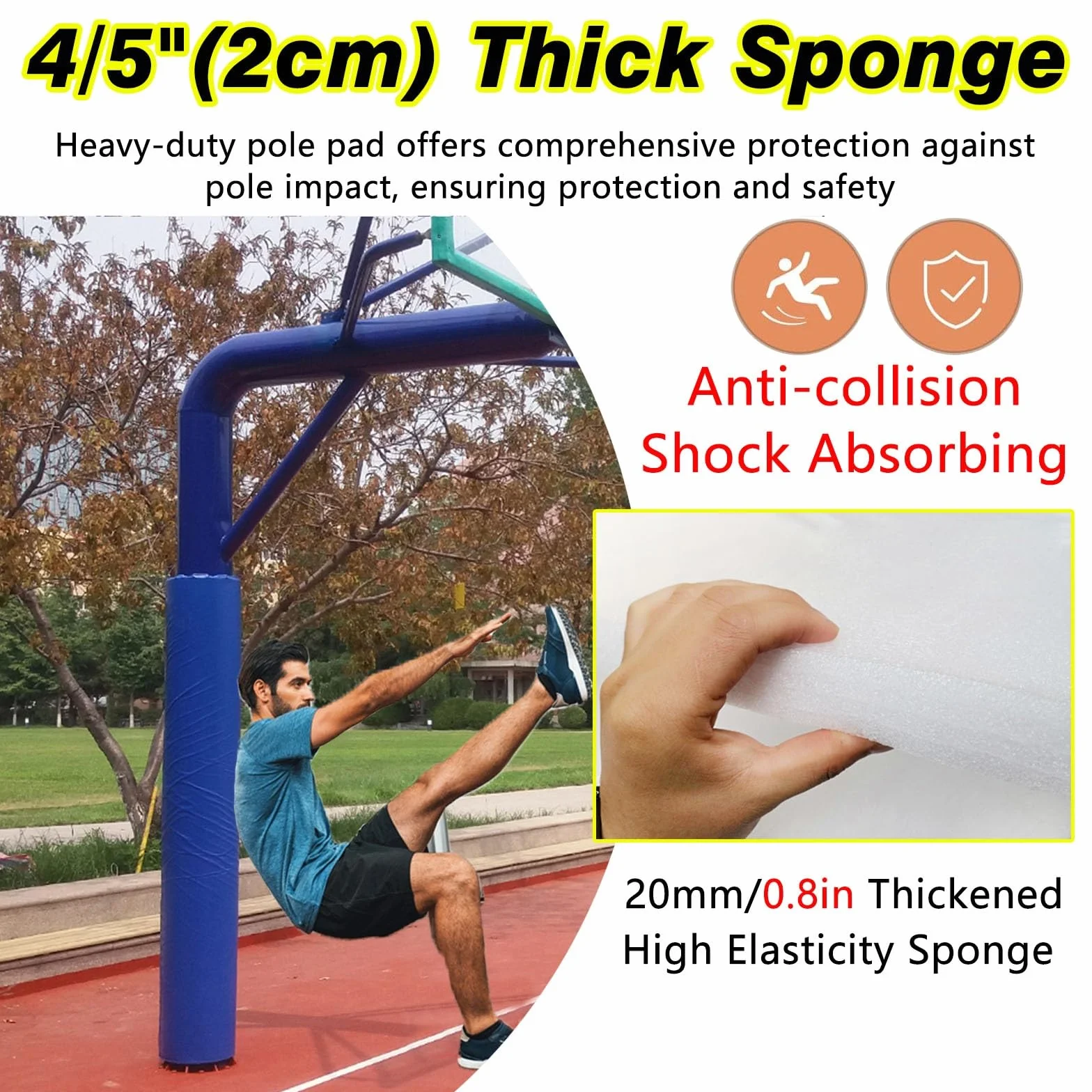 Imbottitura per Avvolgere Pali Rotondi in Metallo, Cuscini Protezione Schiuma Colonne H 190cm Dia 15cm