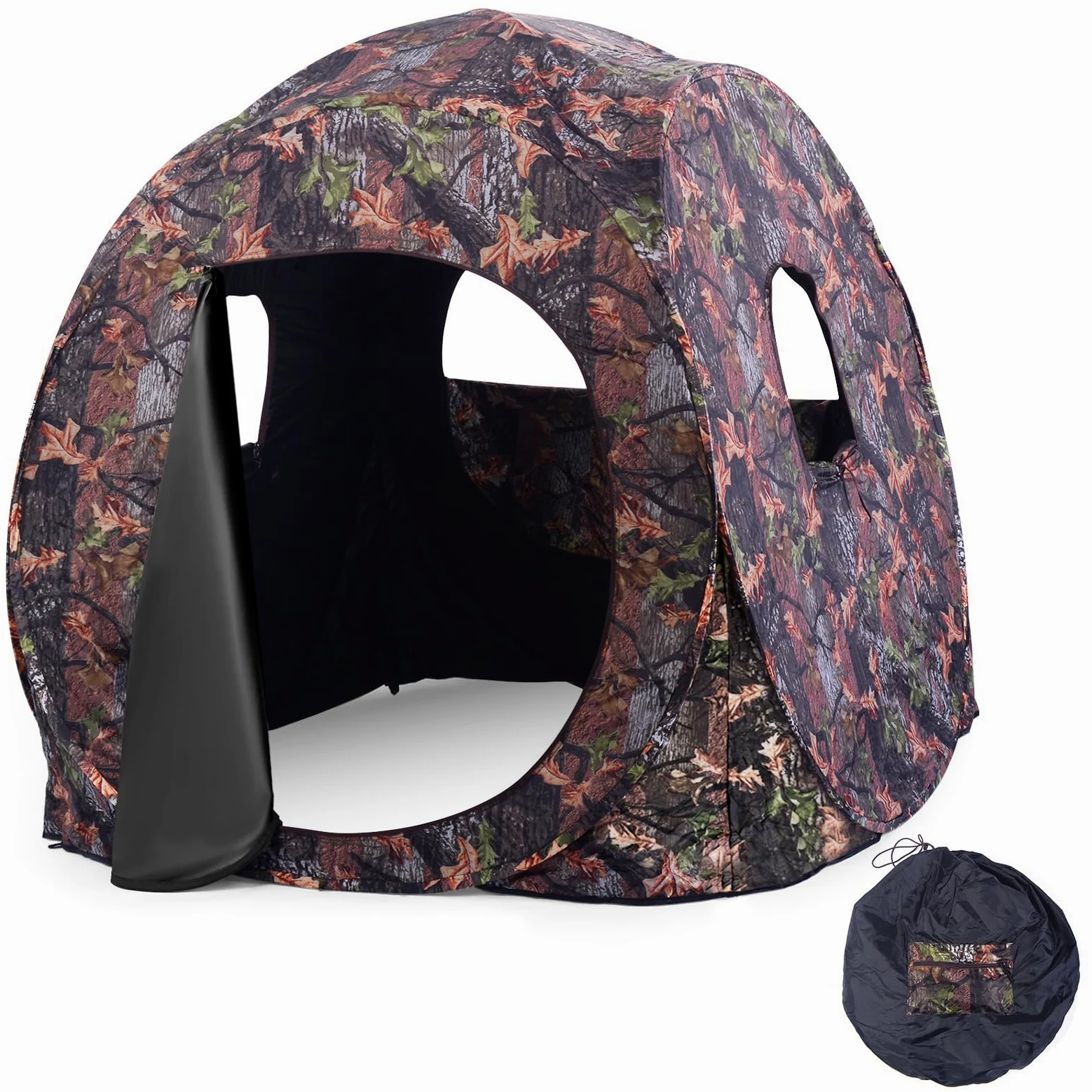 HOMASIS Tenda da Caccia per 2-3 Persone, Capanno Mimetico con 3 Finestre e Porta, Tenda da Caccia Portatile con Borsa per Il Trasporto, 152 x 152 x 163 cm