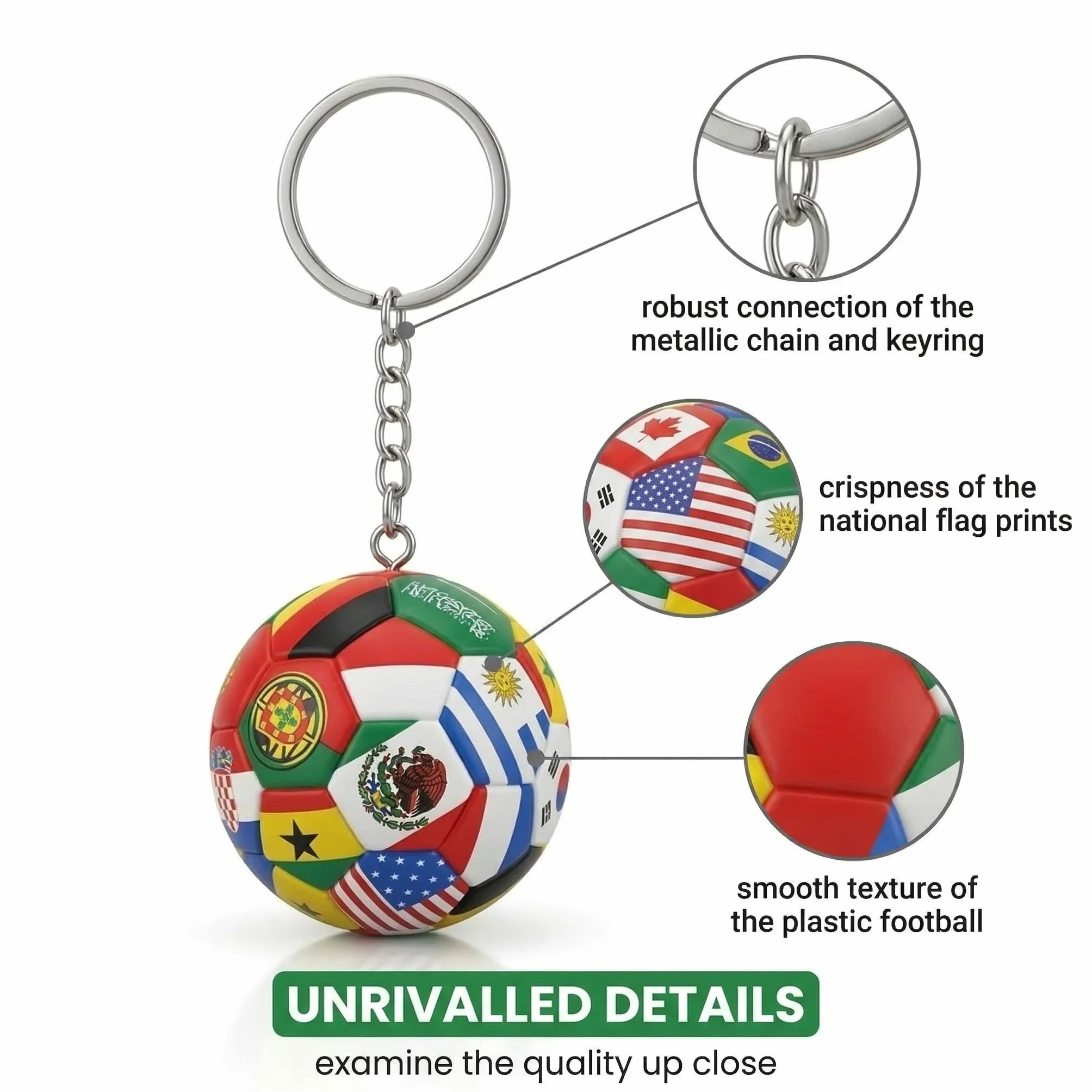 Portachiavi Calcio Rucksack Charme Coppa del Mondo 2026 Bandiera Nazionale Multicolore