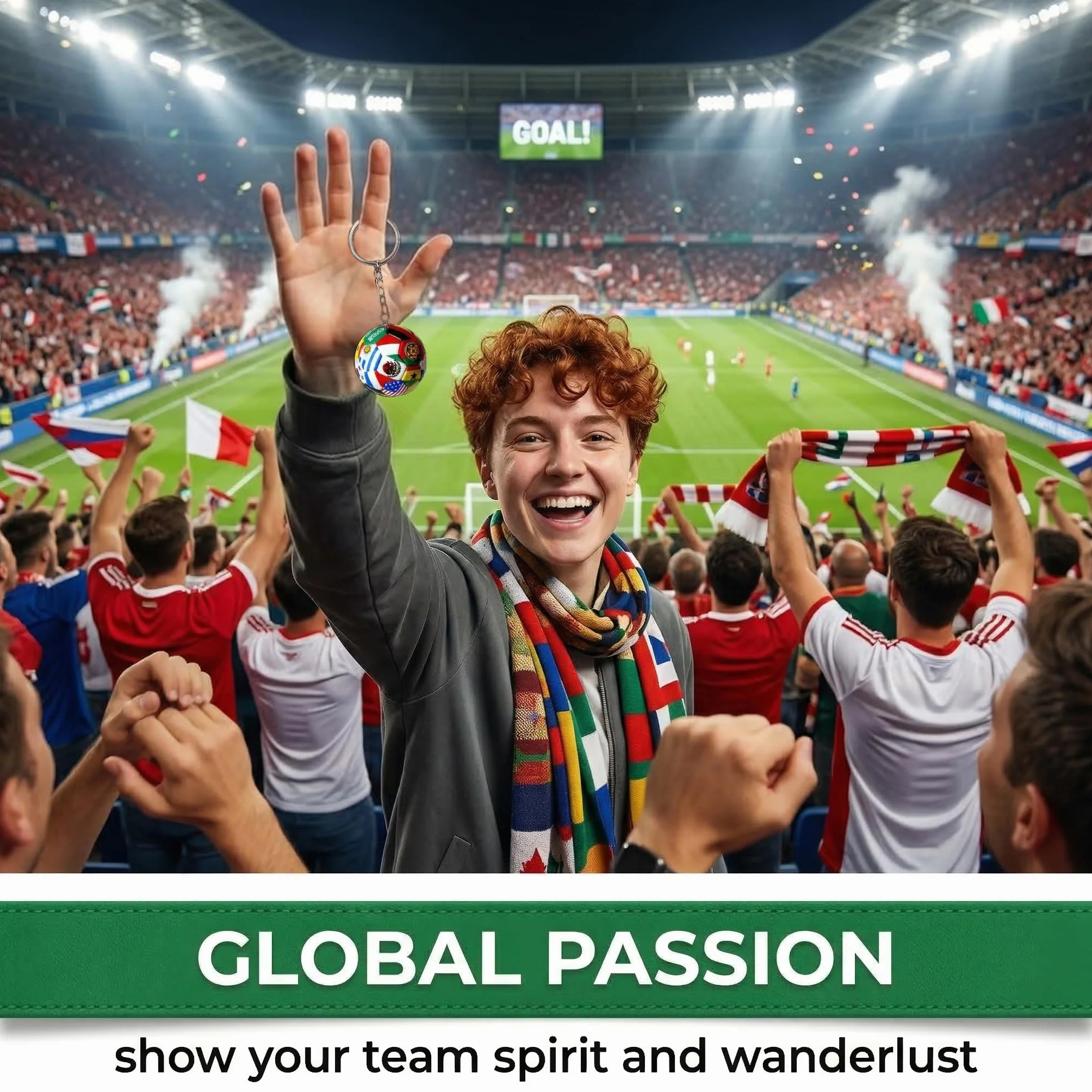 Portachiavi Calcio Rucksack Charme Coppa del Mondo 2026 Bandiera Nazionale Multicolore
