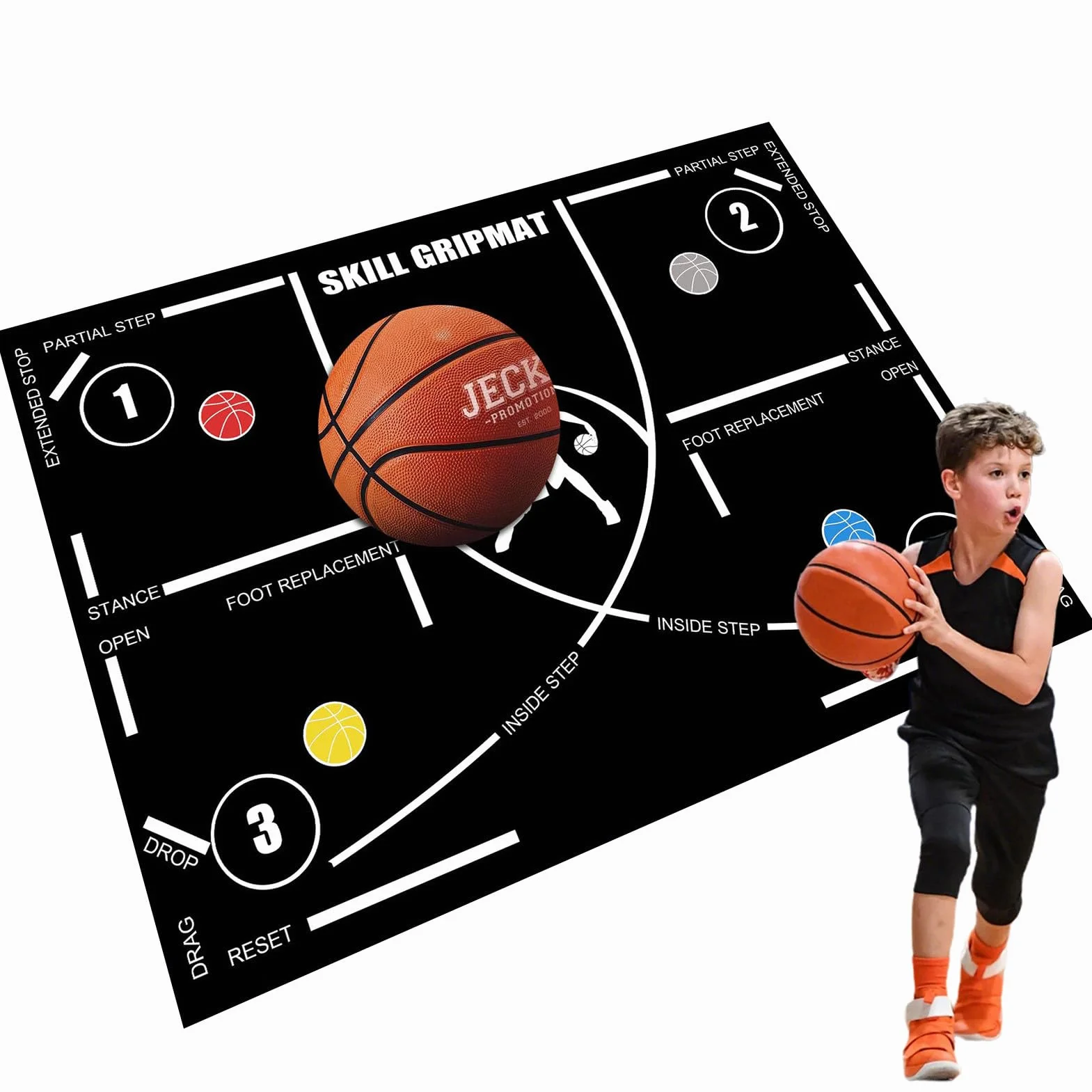 Tappetino da Basket Antiscivolo 120x86 cm - Ausili per Allenamento Agilità