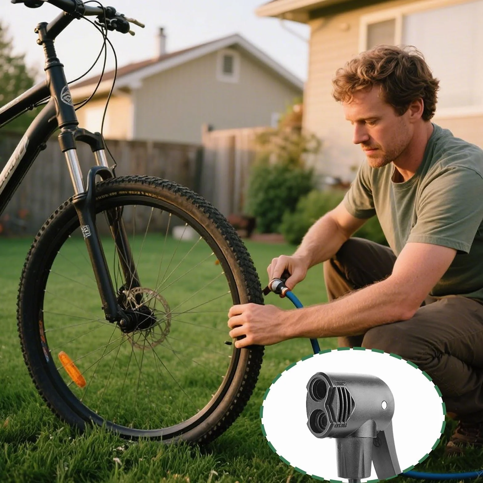 Testina di Pompa Universale per Biciclette, Compatibile con Pompe Beto, Doppia Testa con Leva di Bloccaggio