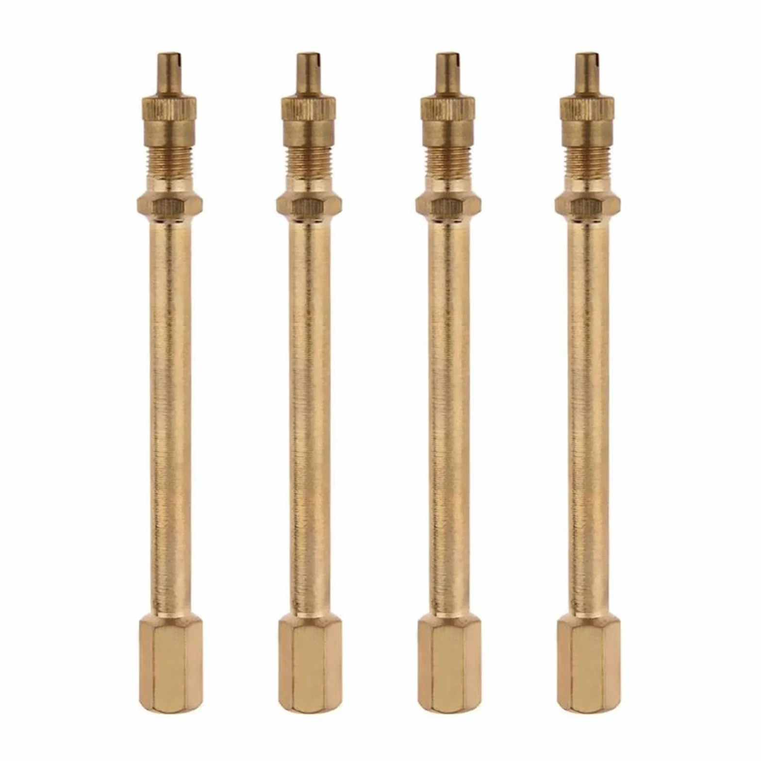 Estensione valvola auto, 4 pezzi, 10 cm, estensione valvola in ottone, prolunga valvola auto, adatto per moto, biciclette, auto, scooter elettrici