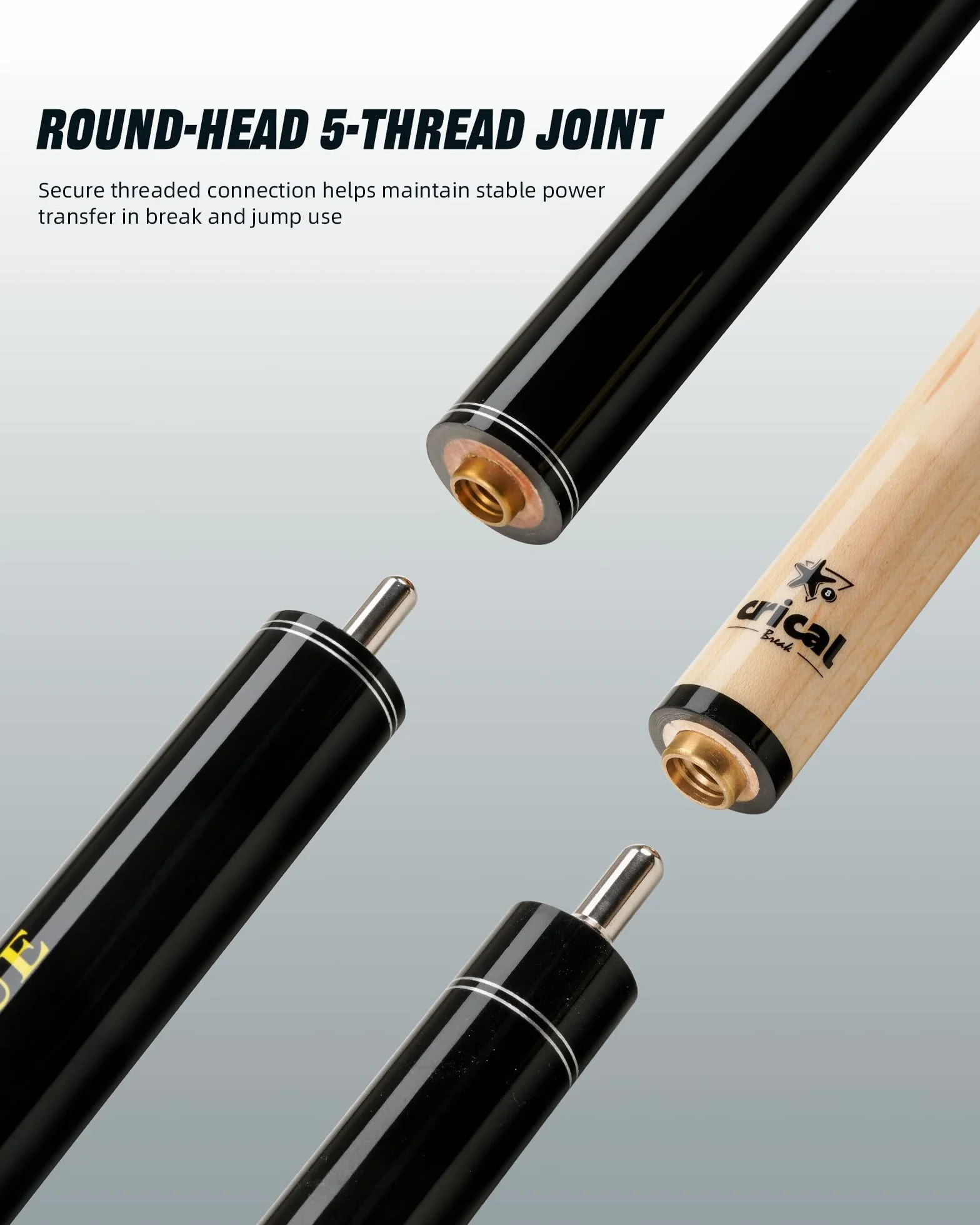 CRICAL Break Jump Stecca da Biliardo 3 Pezzi Punta 13,5 mm Albero in Acero Canadese