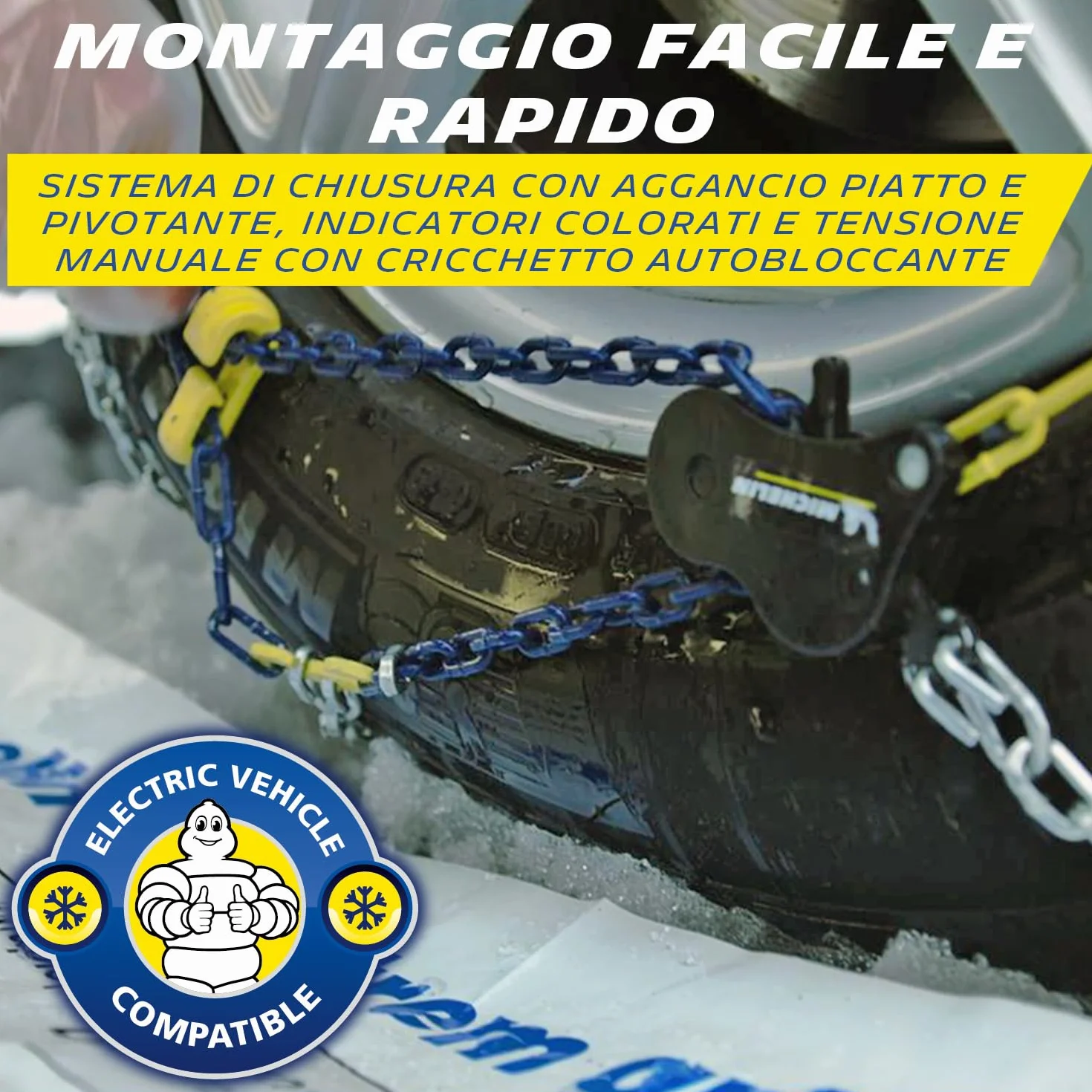 MICHELIN Catene da Neve Extrem Grip Automatic 130 9mm Maglie Rombo ABS ESP Montaggio Rapido