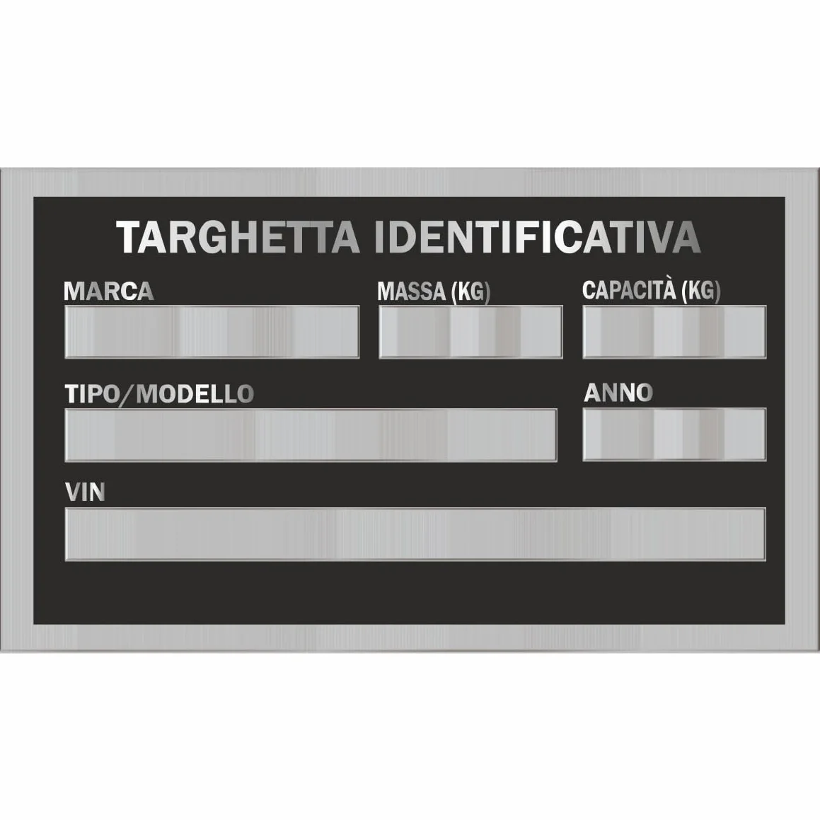 Targhetta di ricambio generica per auto, camion, auto, alluminio, incisione 85 x 50 mm