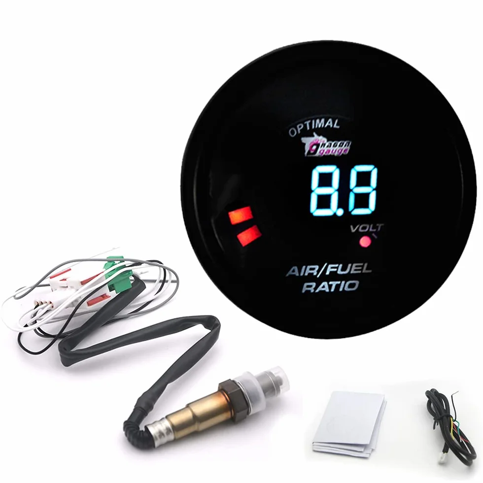 ACAGALA 2 in 1 metro 52 mm Narrow Band Digital Air Fuel Ratio Gauge Kit 12 V Auto Volmetro con sensore O2 ossigeno Auto Modifica Accessori