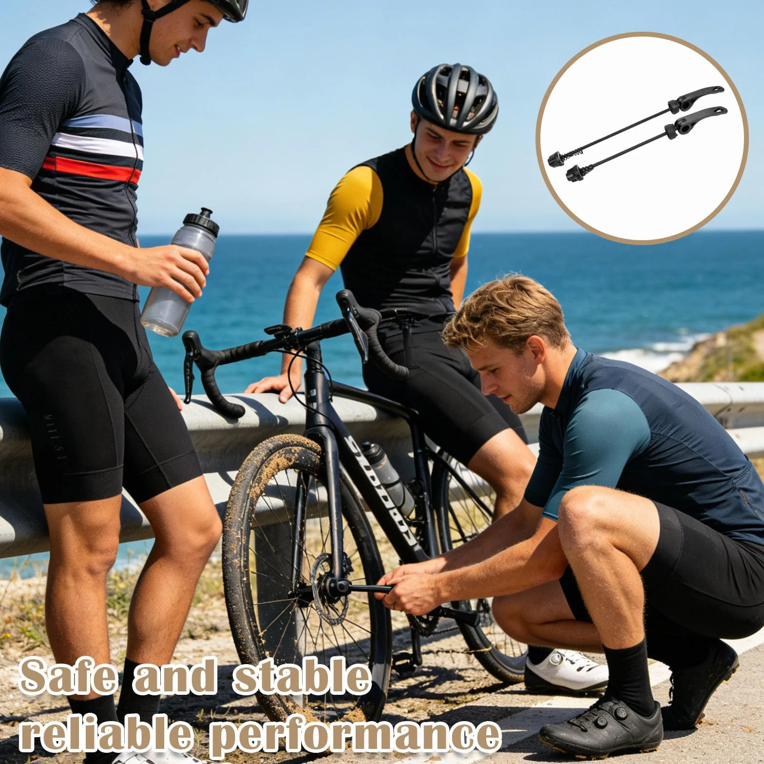 Tappo perno ruota bici 2 pezzi sganci rapidi antifurto compatibili MTB bici da strada lega leggera neri