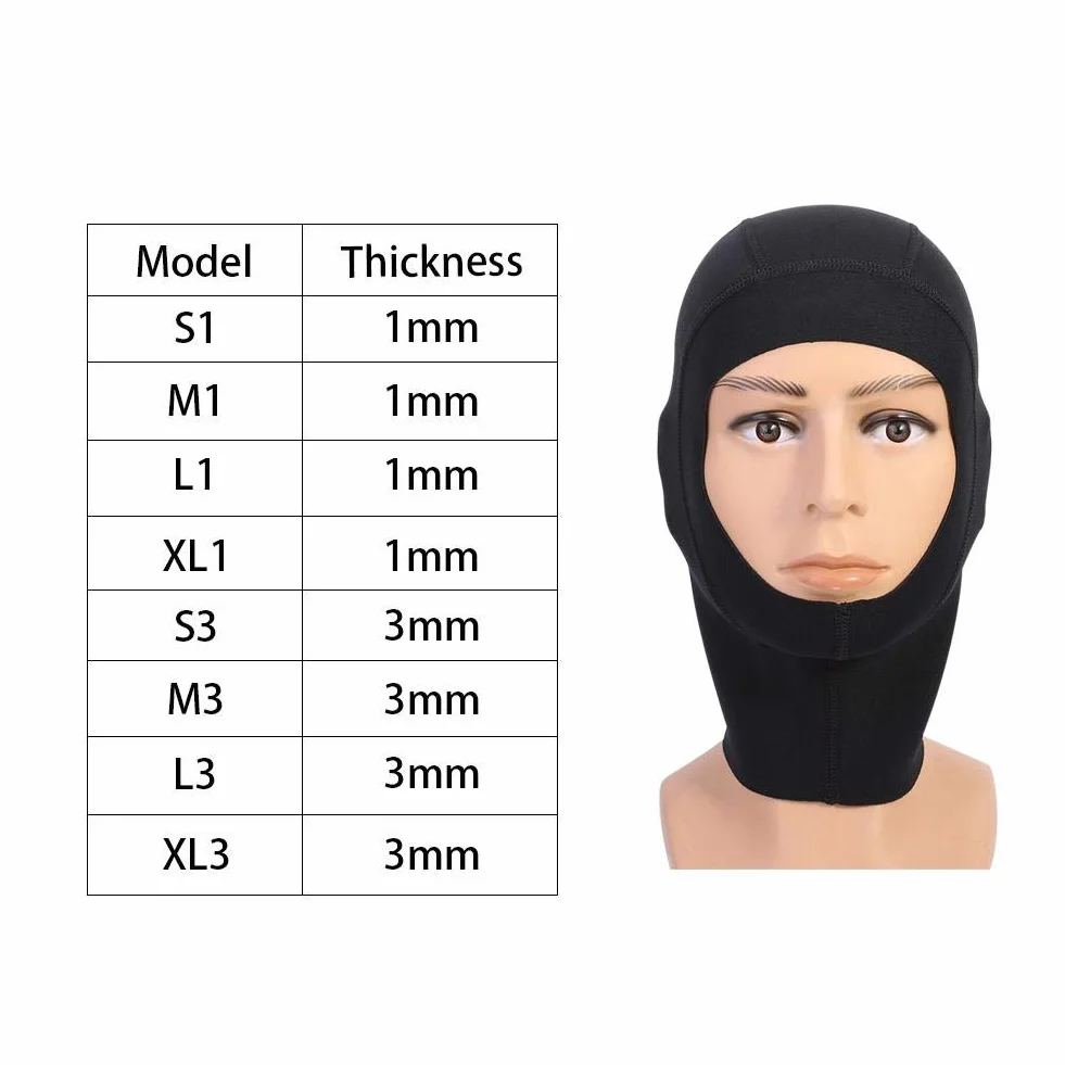 VIFER Cappuccio Muta Sub 1mm/3mm Neoprene Unisex Adults Immersioni Subacquee Surf Kayak