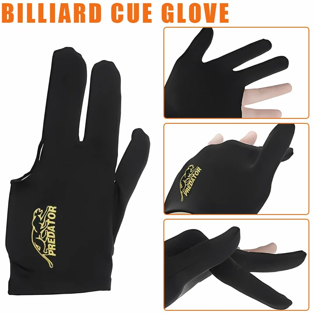 XPEX Guanti Biliardo 3 Finger Professionale Snooker Nero