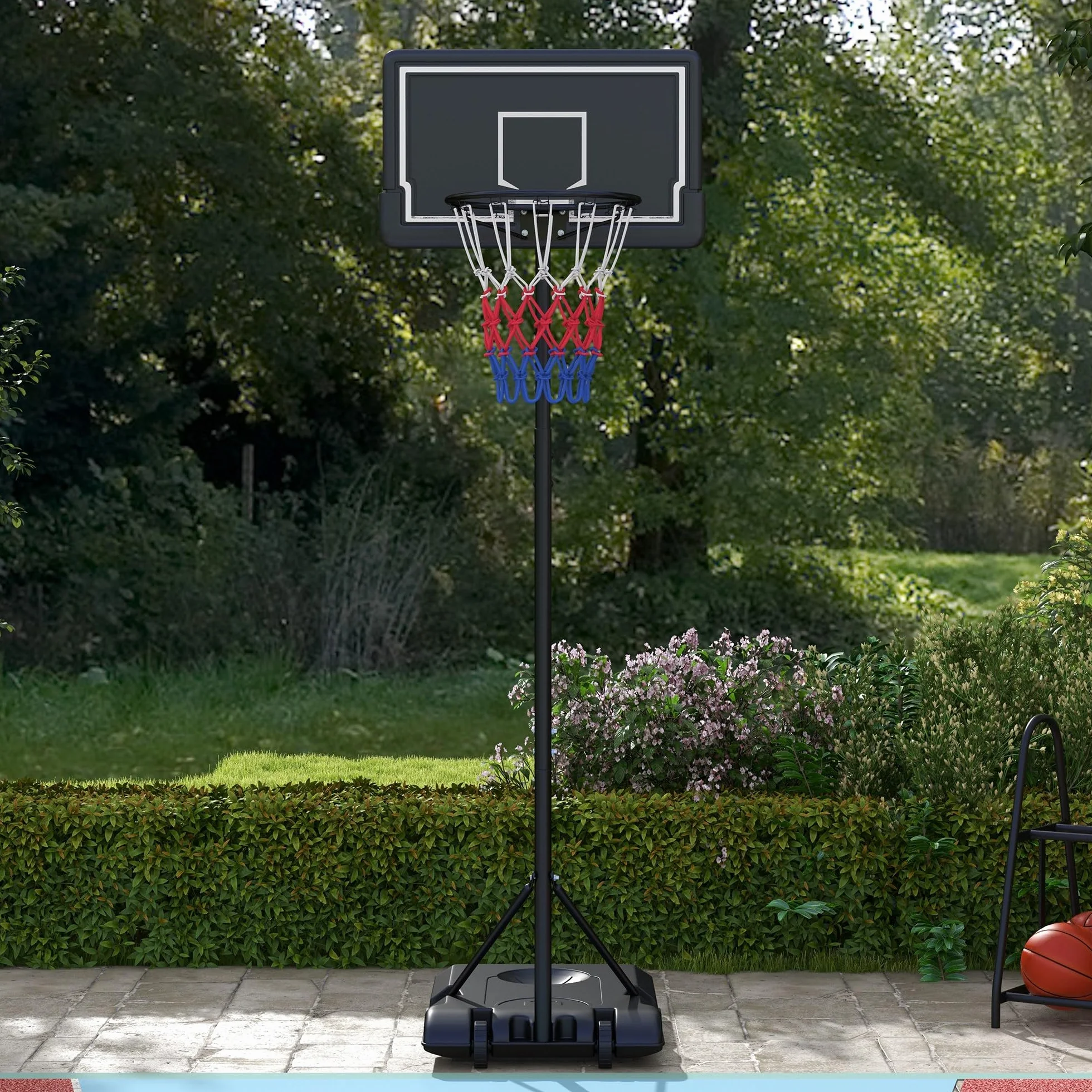 SPORTNOW Canestro da basket regolabile in altezza 182-213 cm con ruote tabellone infrangibile acciaio per adulti