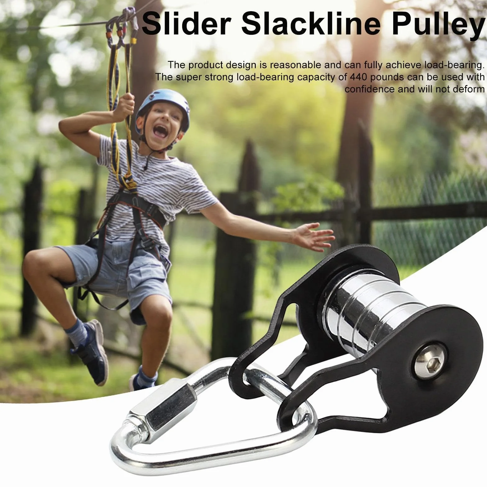 Puleggia per Slackline Carrucola Robusta 5 Rulli Cavo d'Acciaio