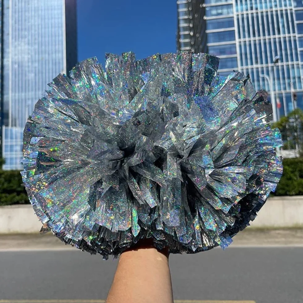 Pompon da Cheerleading 12,6 Pollici con Diamante Metallico Lucido per Bambini, Giochi Sportivi Scolastici