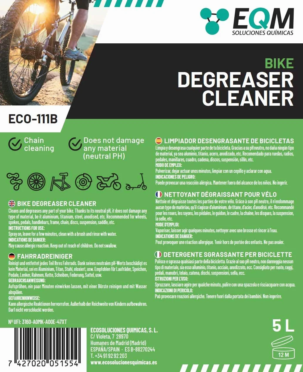 Sgrassatore Neutro per Biciclette 5L ECO-111B