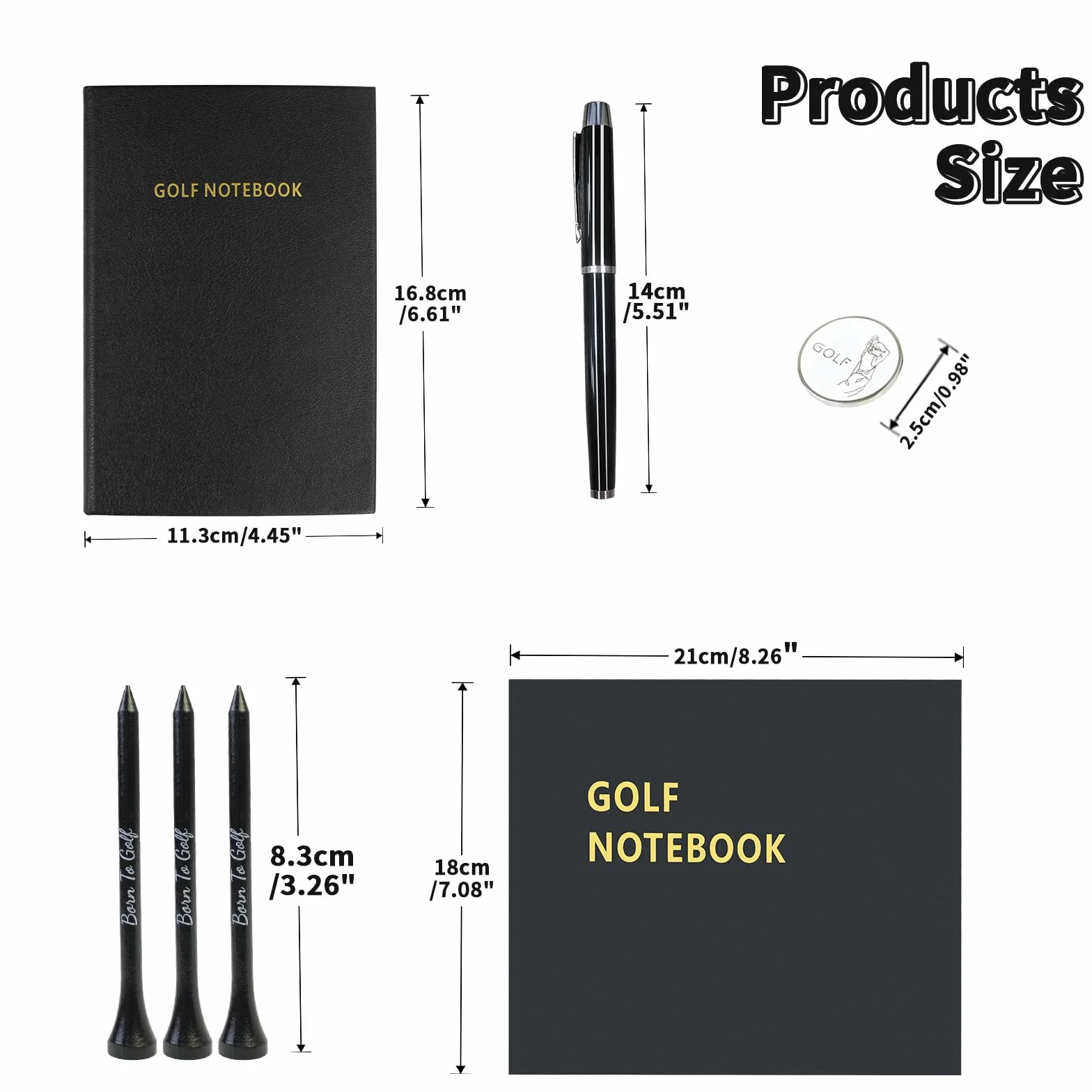 Kofull Golf Markers Set z Piórem, Znacznikiem i Tee, Prezent dla Mężczyzn