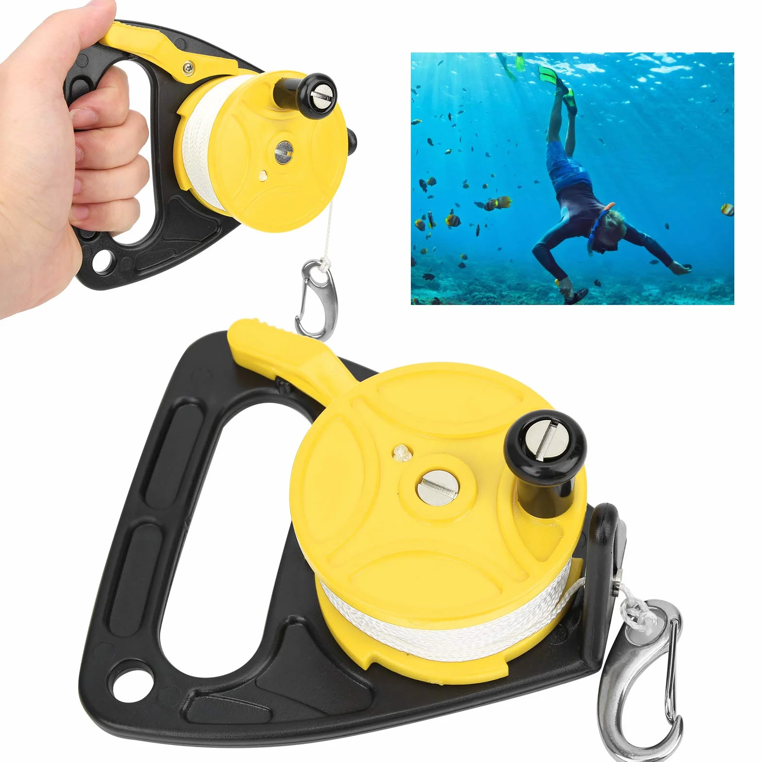Mulinello da Sub Pesca Subacquea con Maniglia per Immersioni in Acque Profonde