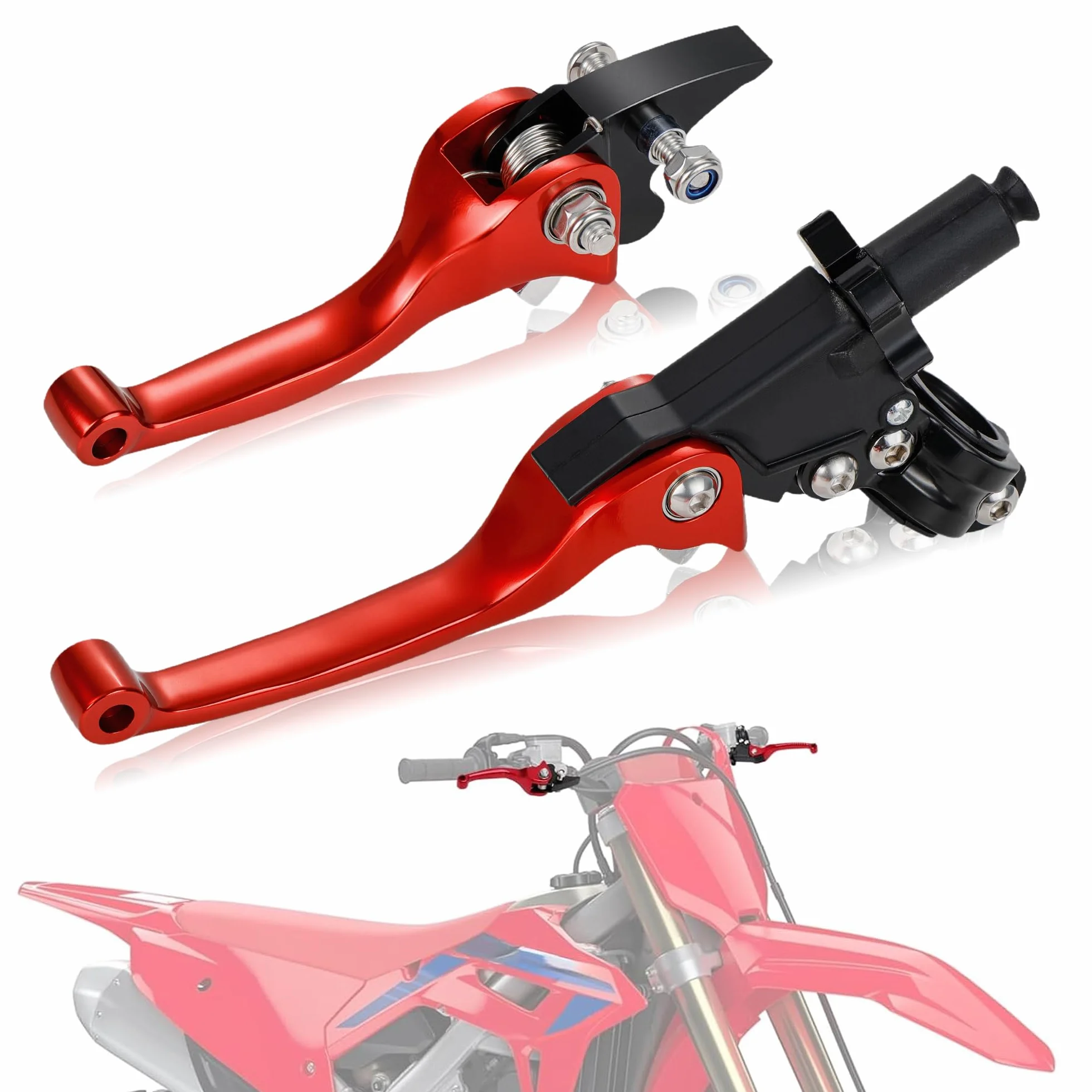 Leva frizione freno pit bike 1 coppia 7/8" 22mm alluminio forgiato pieghevole per 50CC-150CC CRF XR 90/110/125/140/150cc Pit Dirt Bike ATV Mini Bike Rosso
