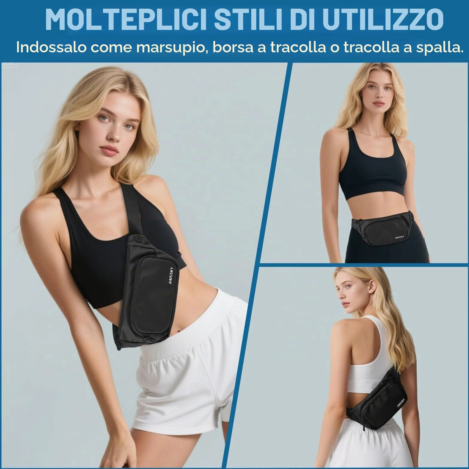 HAISSKY Marsupio Cintura da Corsa Impermeabile Uomo Donna Running Borsa a Tracolla Jogging Viaggi