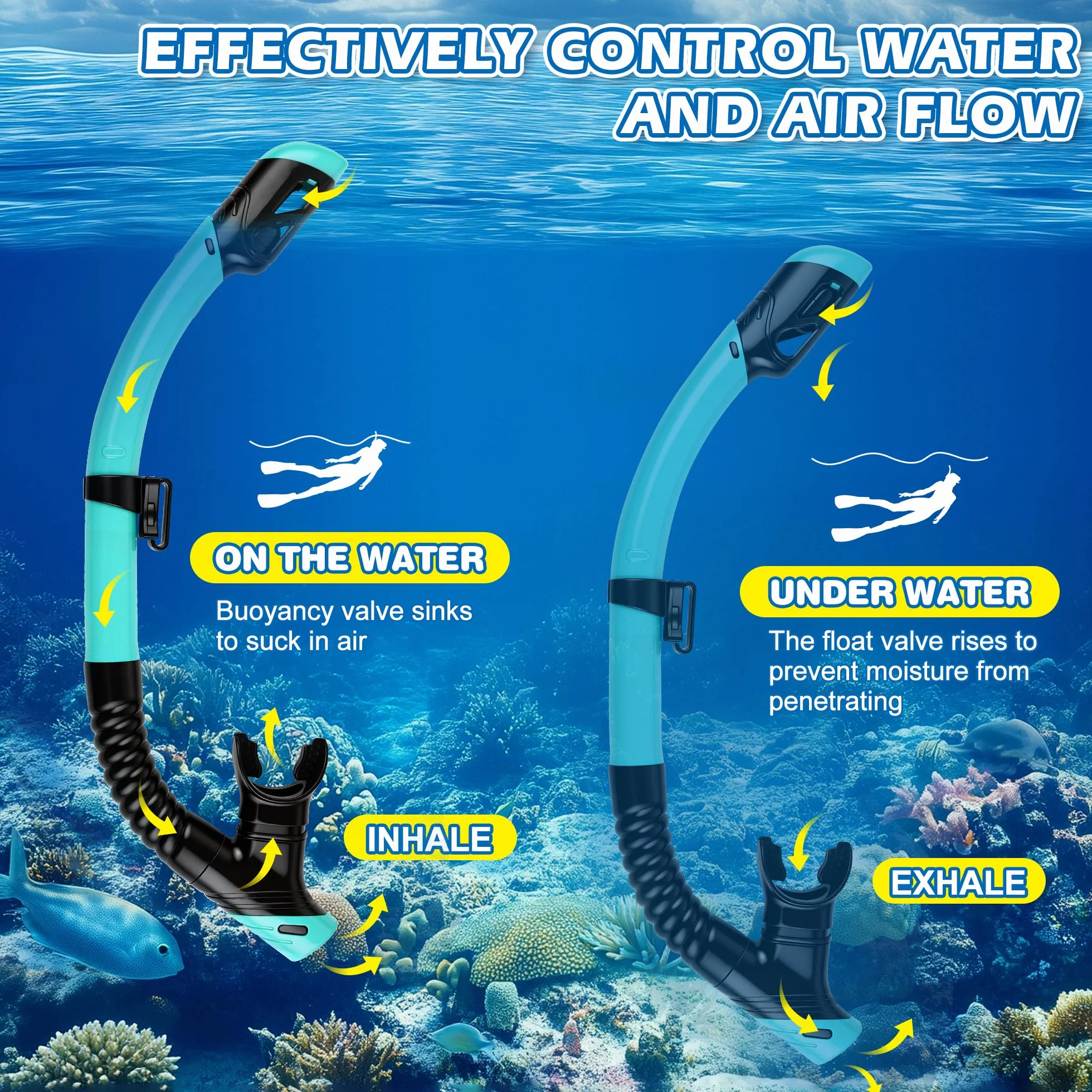 Maschera Snorkeling Adulto Panoramica 180° Antiappannante Sub, Blu Nerastro