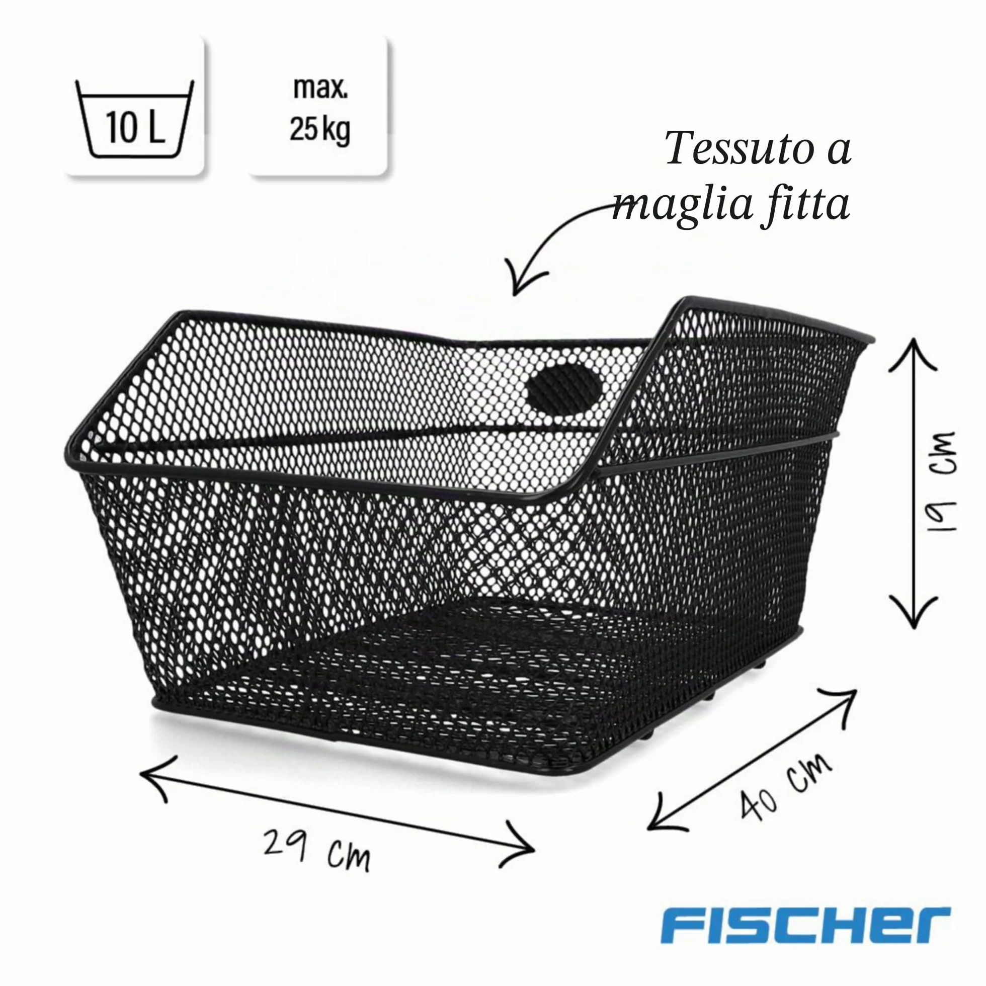 Fischer Cestino Portapacchi Nero 25 kg
