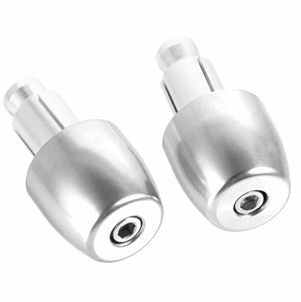 Tappi Terminali Manubrio Moto Set di Cursori delle Maniglie Antivibranti Accessori per manubri da 22mm 7/8" (Argento)