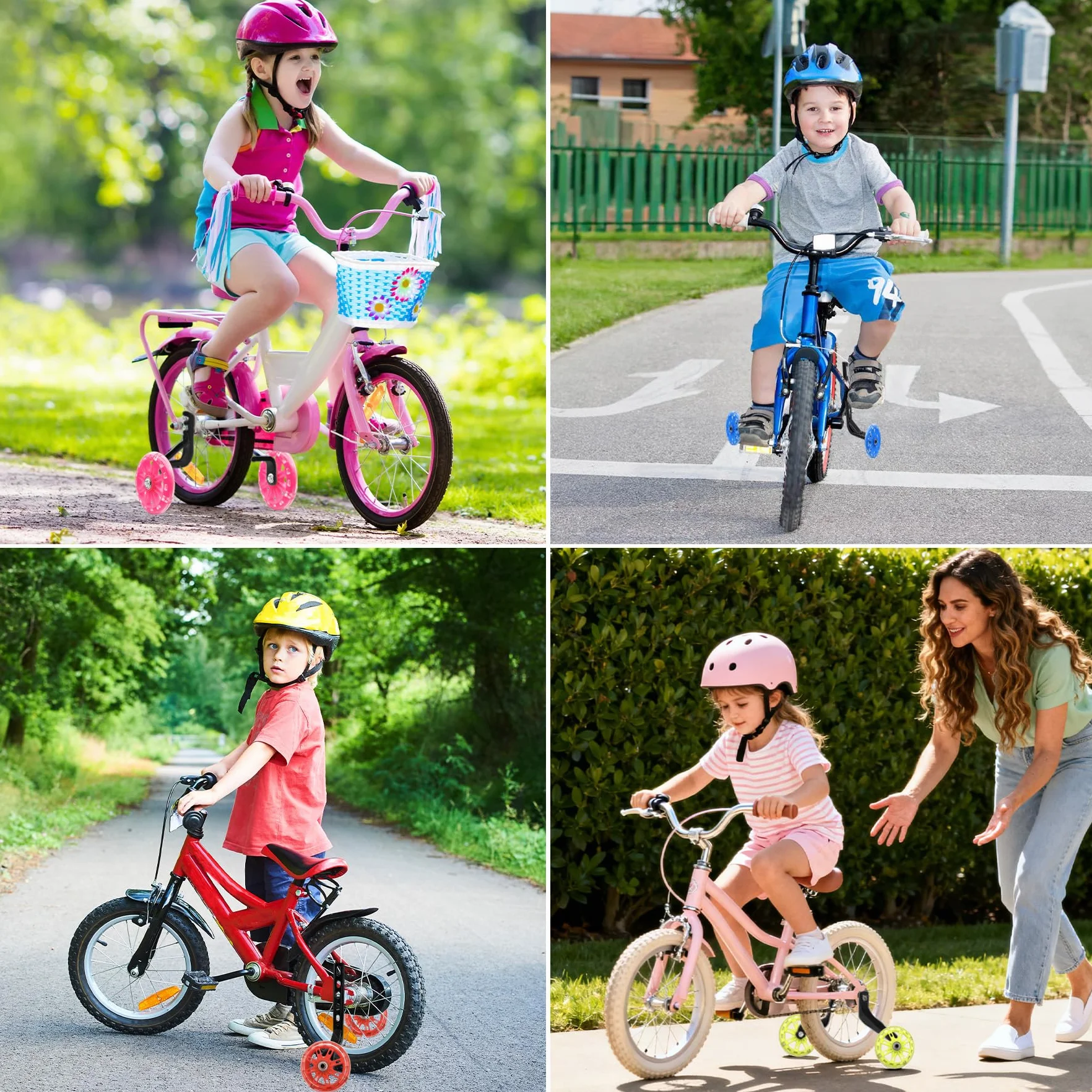 VEEKAY Ruote Ausiliarie per Bicicletta da Bambino Regolabili con Luci, Universali per 12-20 Pollici