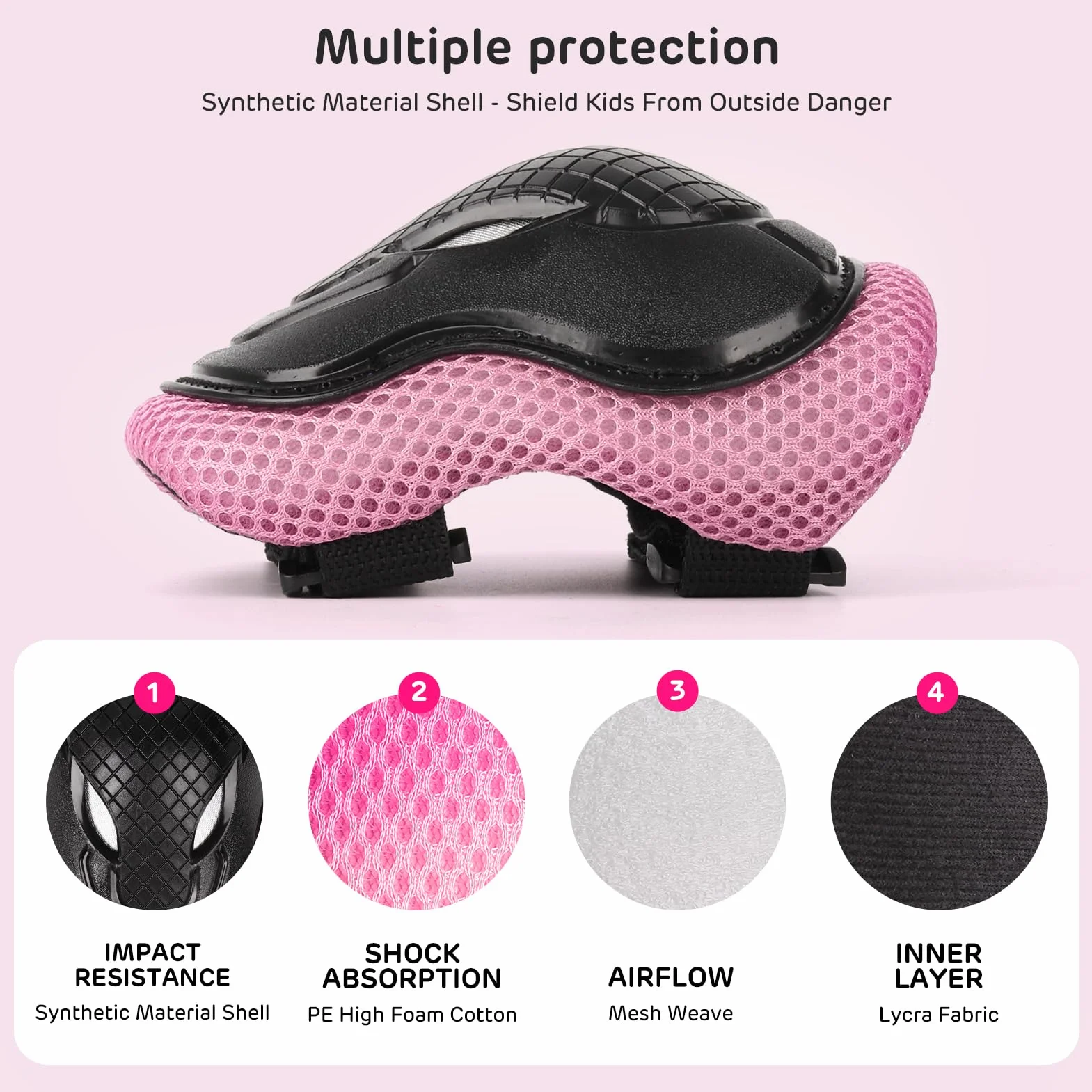 Casco Protezione Bambini Regolabile Ginocchiere Gomitiere Polsiere per Skate Bicicletta Pattinaggio 6-16 Anni
