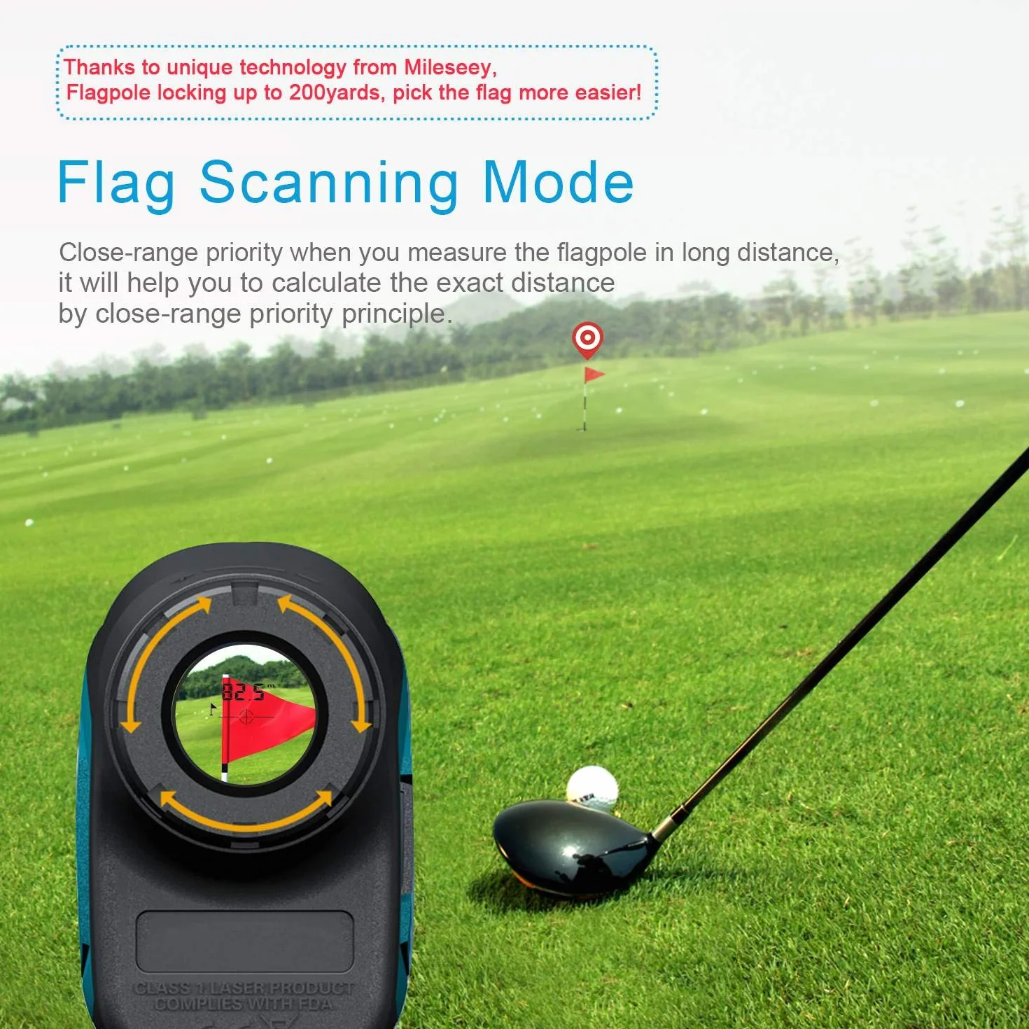 MiLESEEY Telemetro Golf con Compensazione Pendenza, Precisione ±0,55 Yard, Ingrandimento 6X