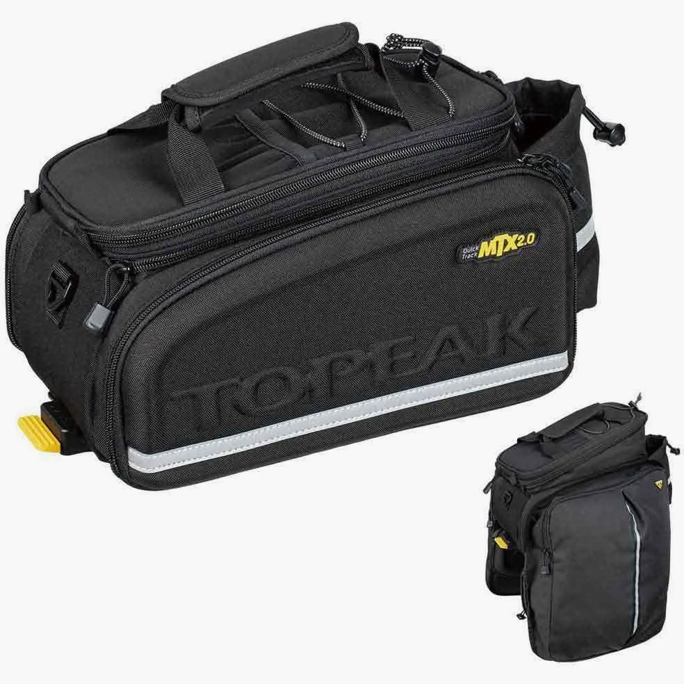 TOPEAK MTX 2.0 TrunkBag DXP - Borsa da bicicletta impermeabile con lati espandibili, compatibile con tutti i portapacchi MTX QuickTrack 2.0, colore: Nero