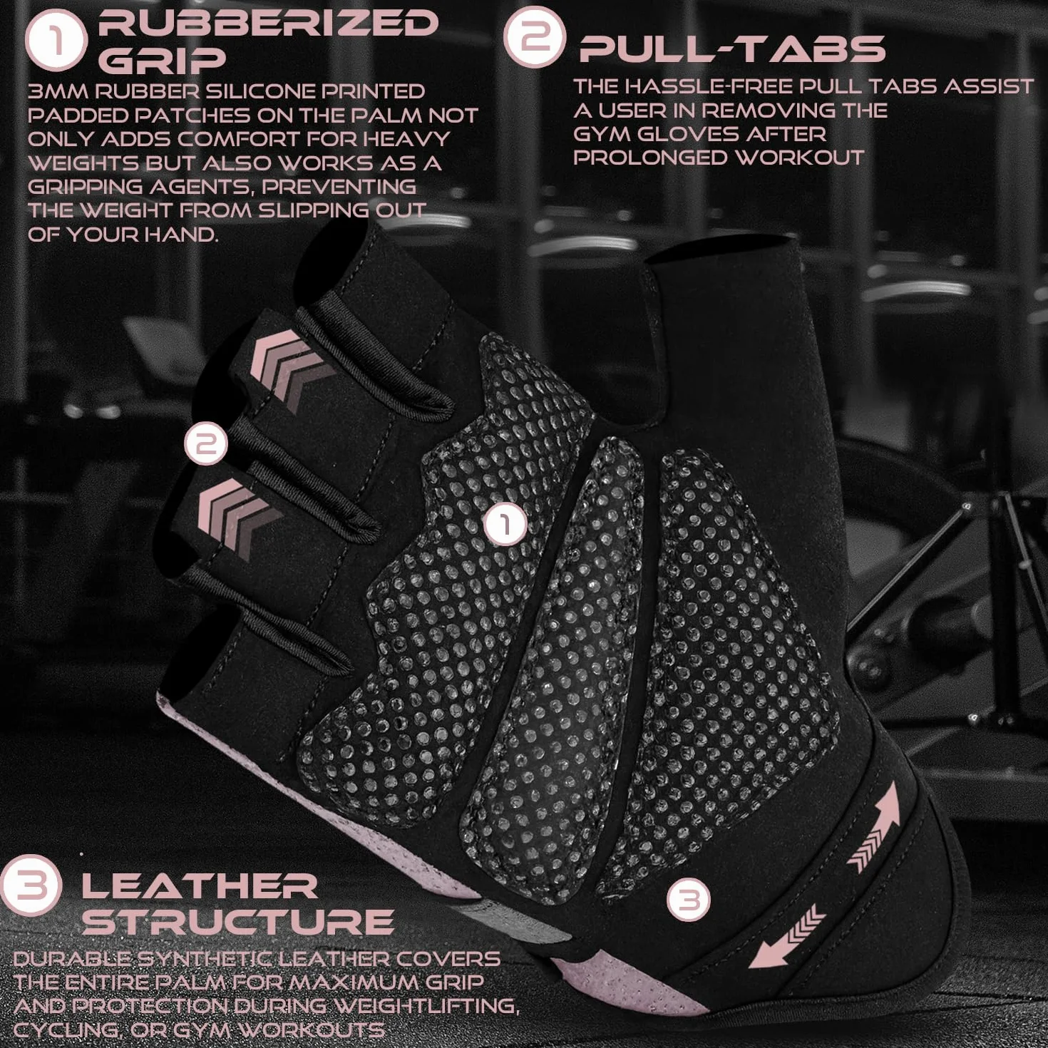 BEAST RAGE Guanti da palestra palmo imbottito in silicone antiscivolo traspiranti