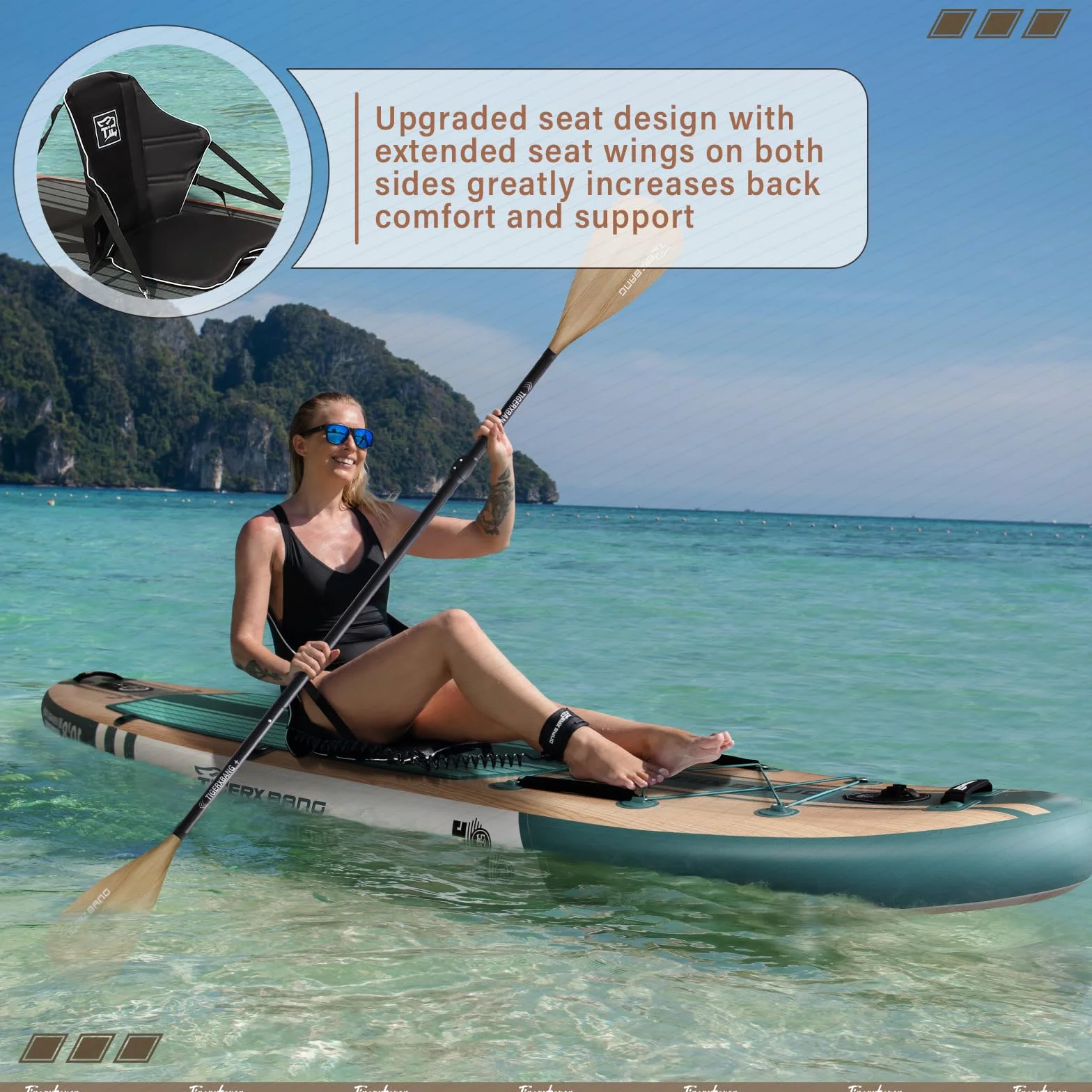 TIGERXBANG SUP Gonfiabile Adulti, tavola da paddle board da 330cm con accessori premium completi per SUP gonfiabile, paddleboard extra larghe per adulti e bambini - Collezione Pandora
