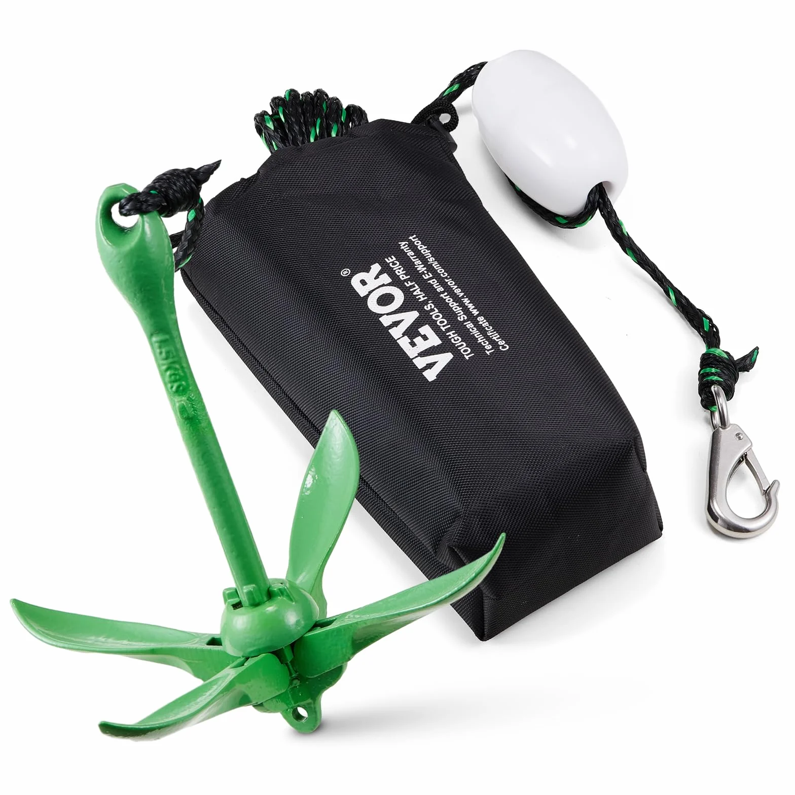 VEVOR Kit di ancoraggio per kayak, 1,6 kg, kit di ancoraggio con corda da 8 m e gancio di ancoraggio per boa/barca, ancoraggio pieghevole in acciaio inossidabile 304, accessori per kayak, piccole
