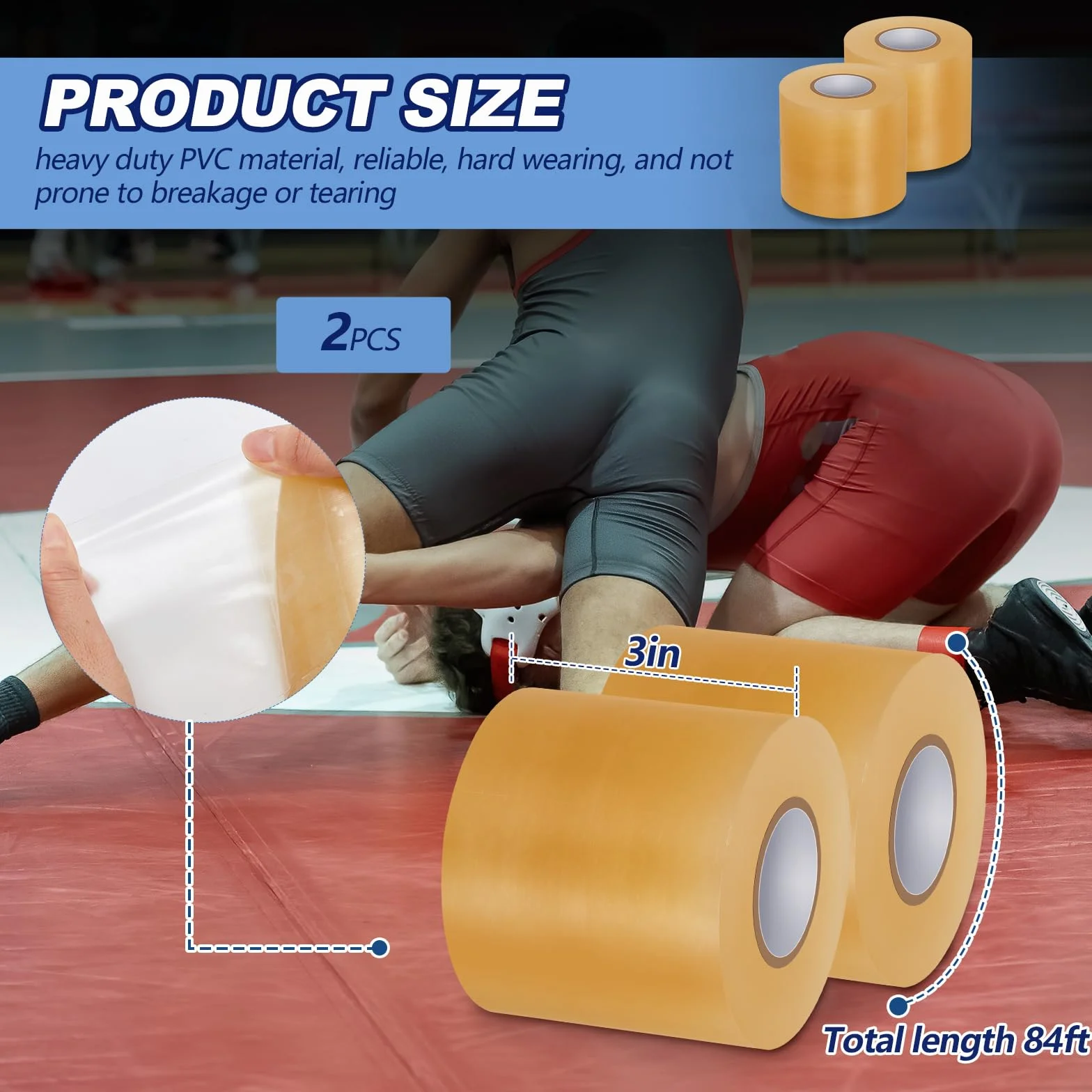 Pangda 2 nastri per tappetino da wrestling PVC 7 o 10 cm per palestra