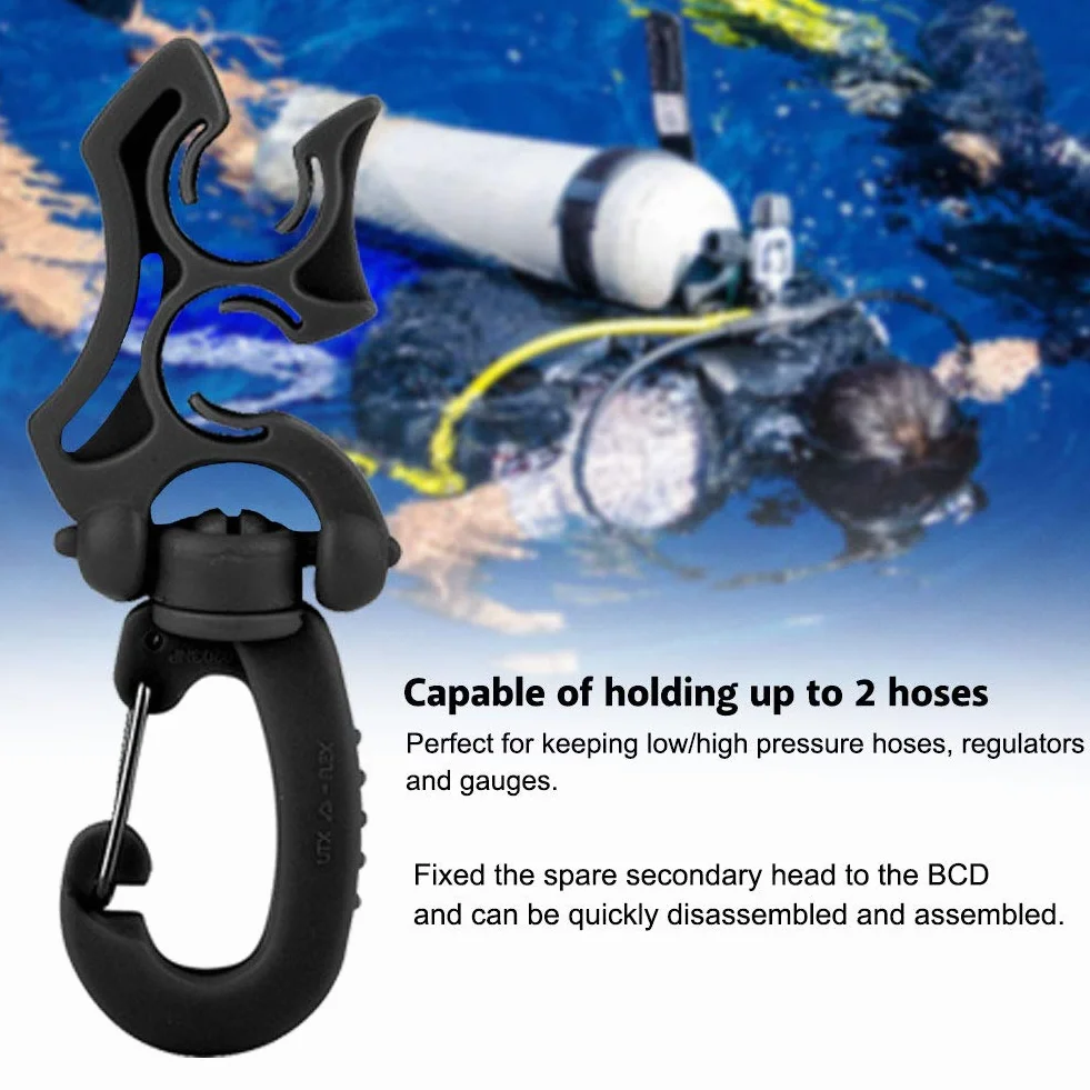Gancio di Ritegno per Erogatore Portatubo per Immersione Subacquea Clip Sgancio Rapido Snorkeling