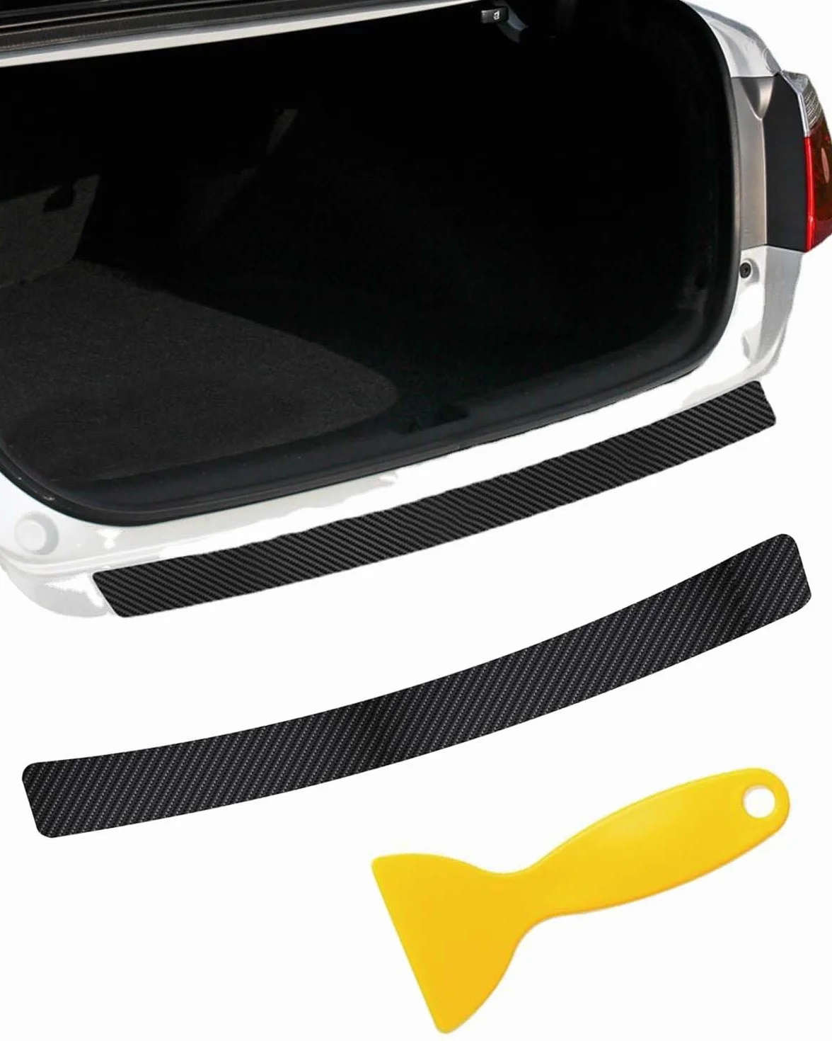 1 pezzo adesivo per bagagliaio auto,adesivo in fibra di carbonio per soglia porta auto,striscia antigraffio per protezione posteriore,accessorio per protezione bordi tappetino bagagliaio,nero