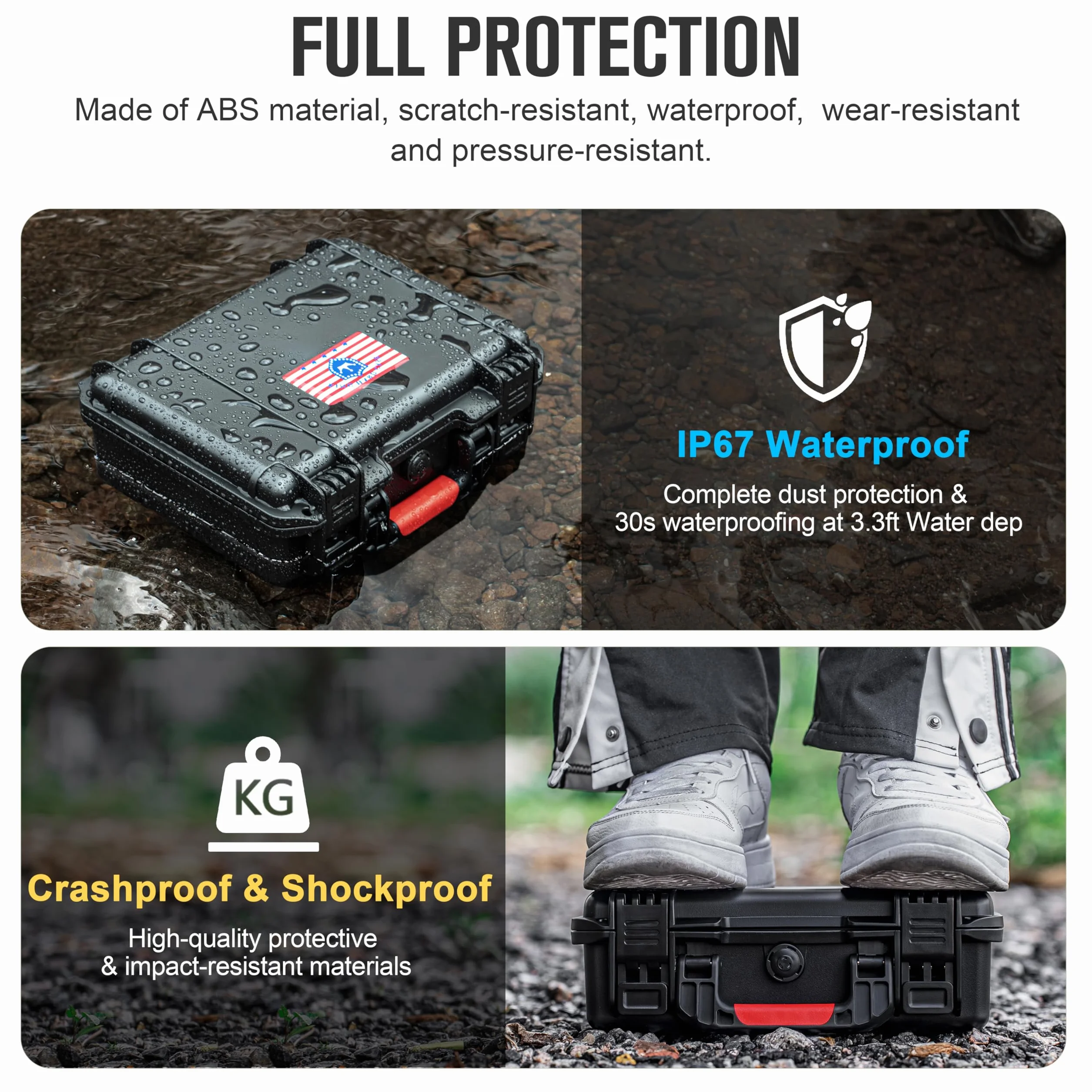 Kinghardcase Custodia Protettiva Valigetta Pistola Tattica Impermeabile 26x18.5x9 cm TSA
