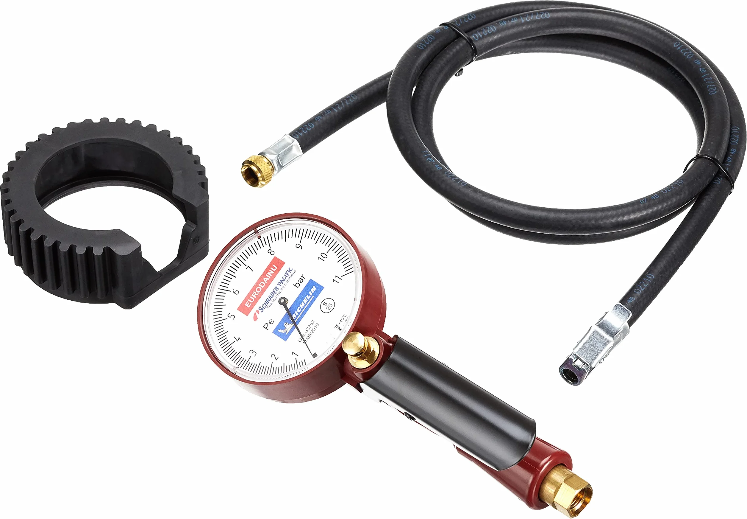 SCHRADER - PISTOLA APPROVATA MICHELIN PROFESSIONALE PRESSIONE PNEUMATICI 0,7-11 BAR MANOMETRO Ø80MM TUBO 1,5MT