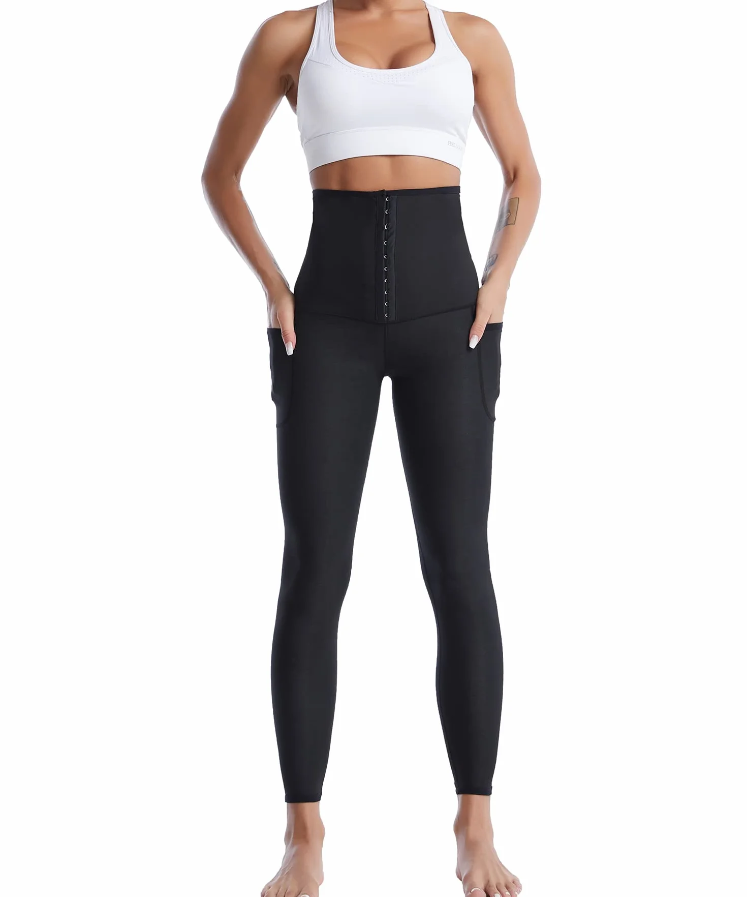 Merlvida Pantaloni Sauna Dimagranti Donna Vita Alta Leggins Effetto Sauna Sportivi Push Up Tuta Dimagrante per Yoga Corsa Fitness
