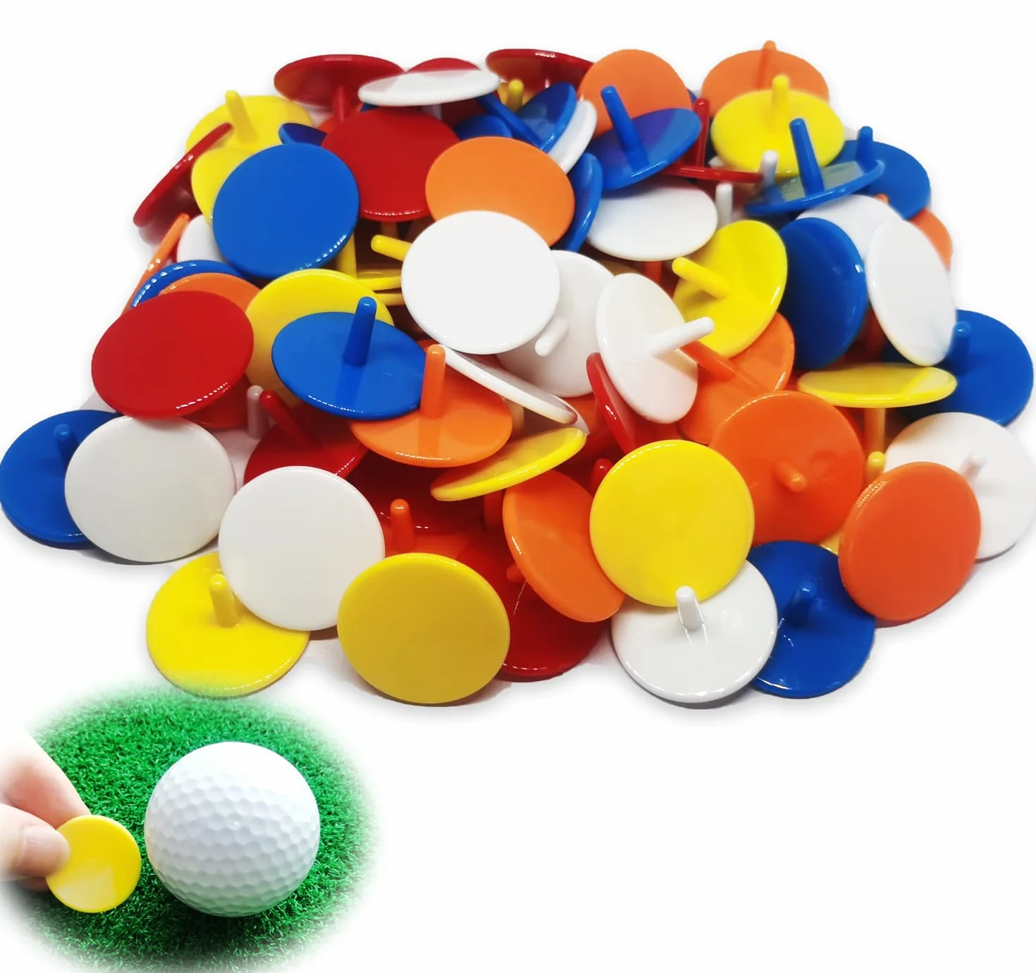 Adhere 100 Pennarelli per Palline da Golf in Plastica 25 mm Colori Assortiti