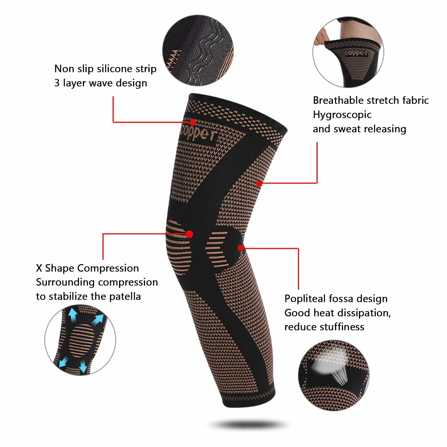 Protezione sportiva per ginocchiere maniche compressione gambe lunghe elastico Acj Pcl Menisco artrite tendinite XXL