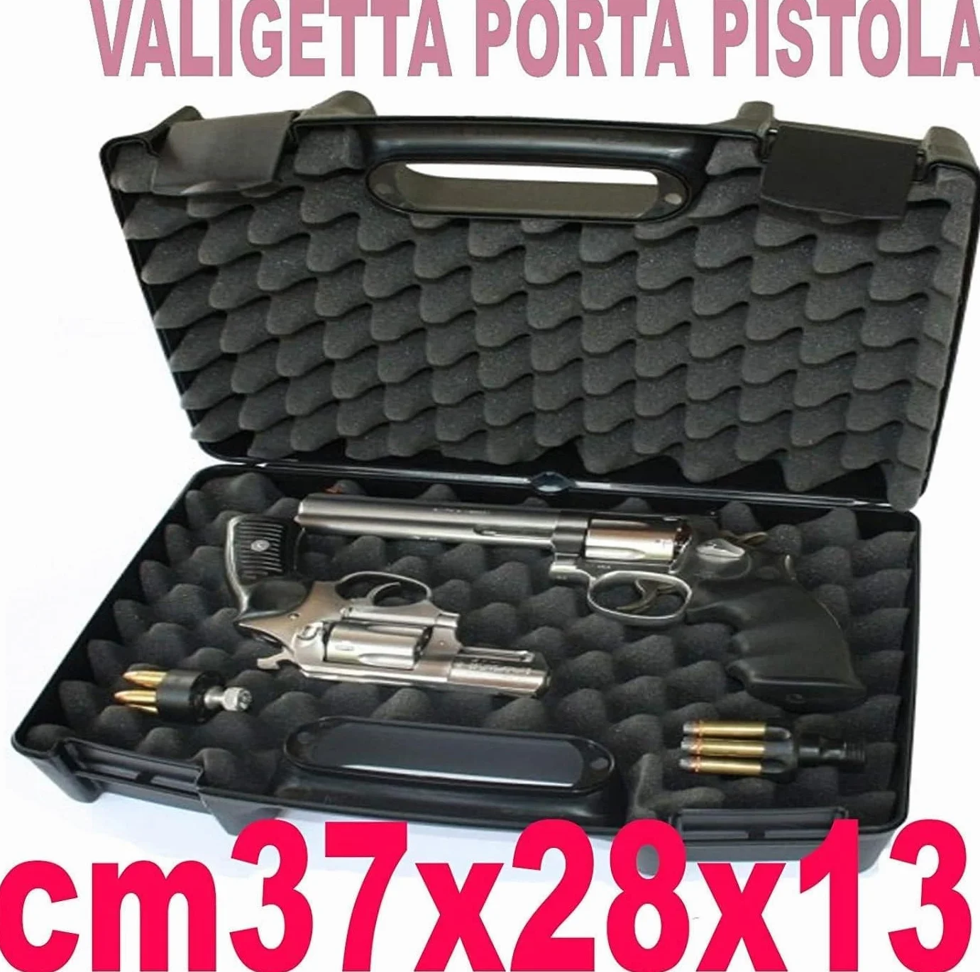 Generico Valigetta Porta Pistola Rigida Plastica 37.5x28x13 cm per Due Pistole