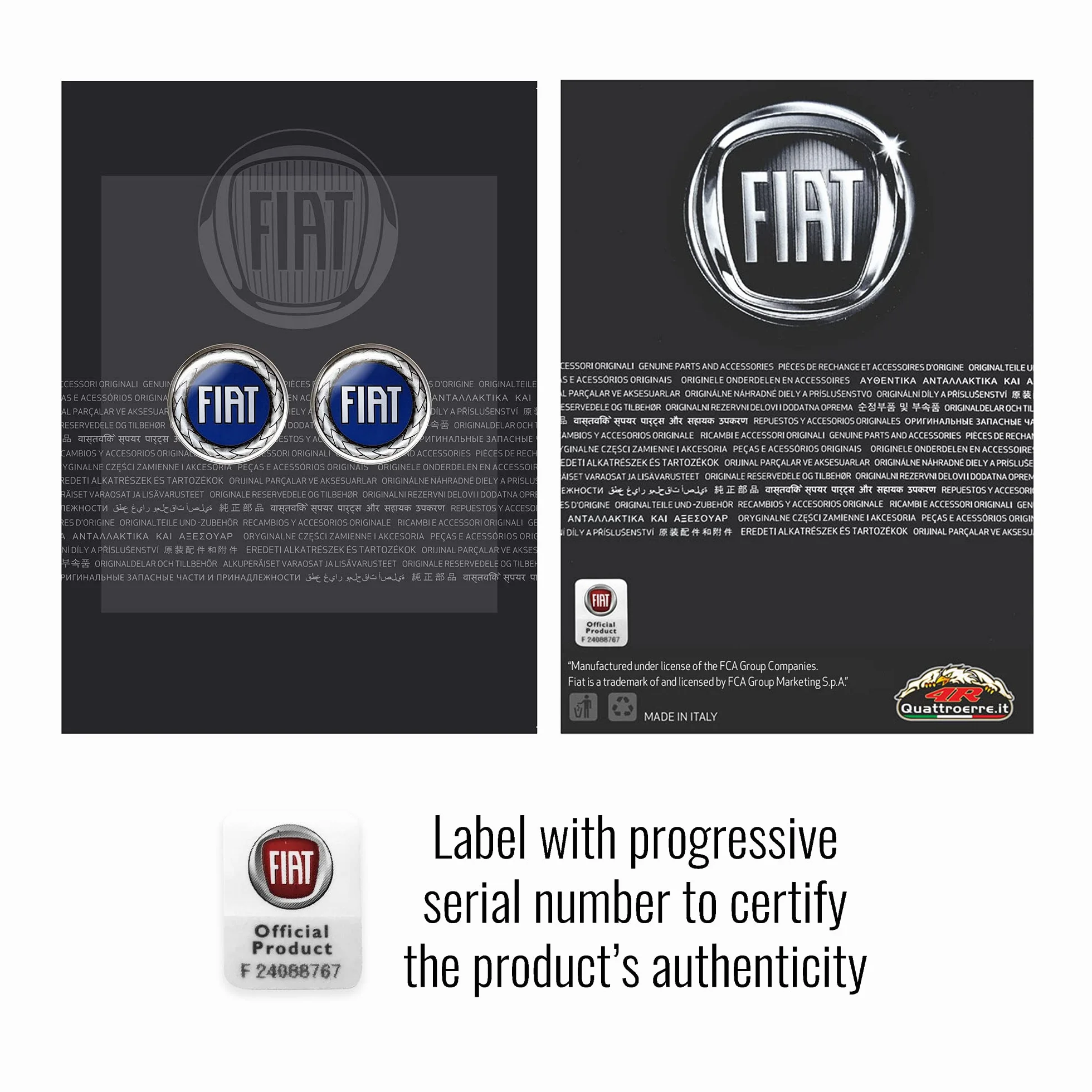 Fiat Logo Adesivo 3D Ufficiale Blu 12 mm 2 Pezzi
