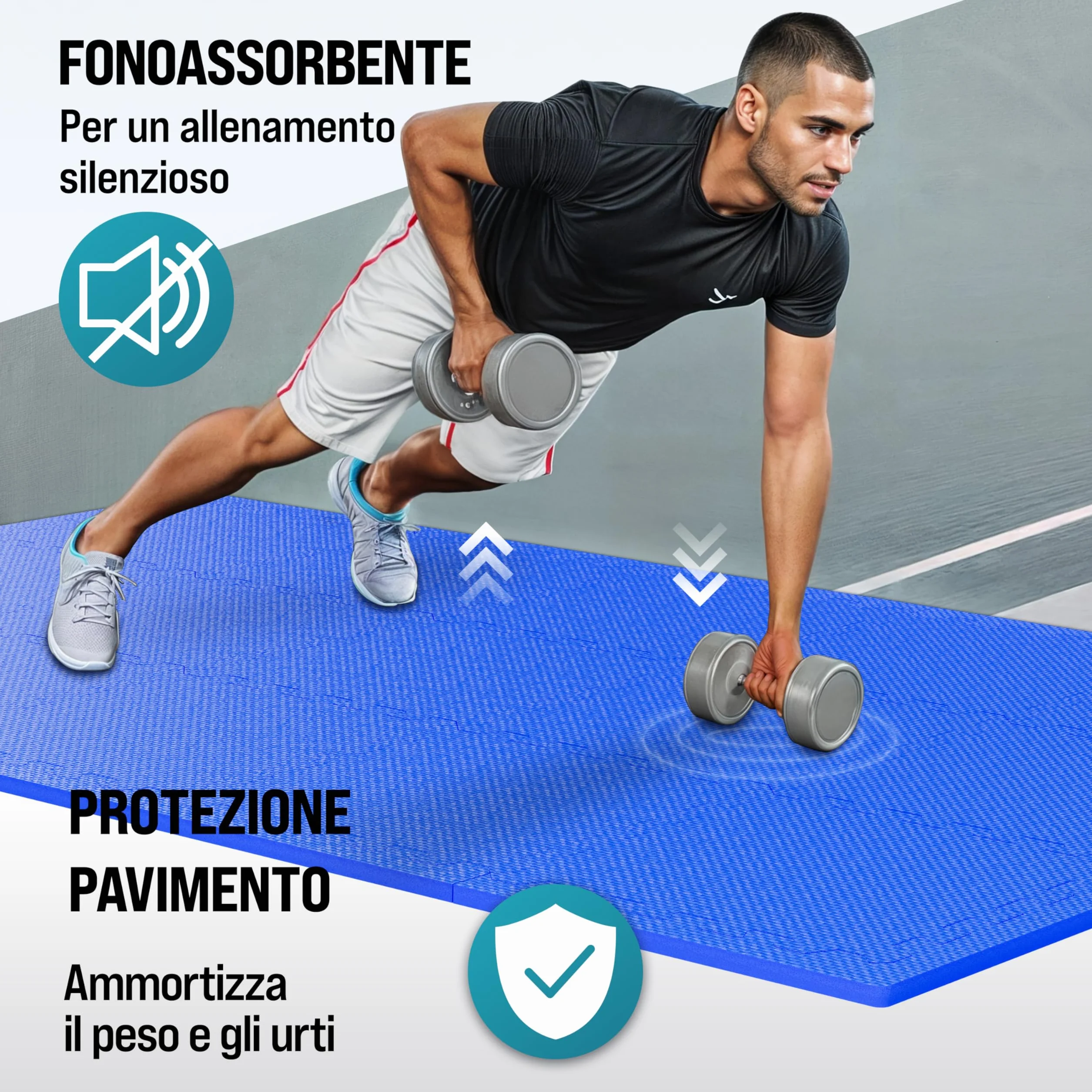 MONZANA Tappetino Fitness Tappeto da Ginnastica a Puzzle 16 Pezzi 180x180cm 3,24m² Sistema ad Incastro Palestra Protezione Pavimento in Gomma EVA Tappetini Sport Yoga Allenamento