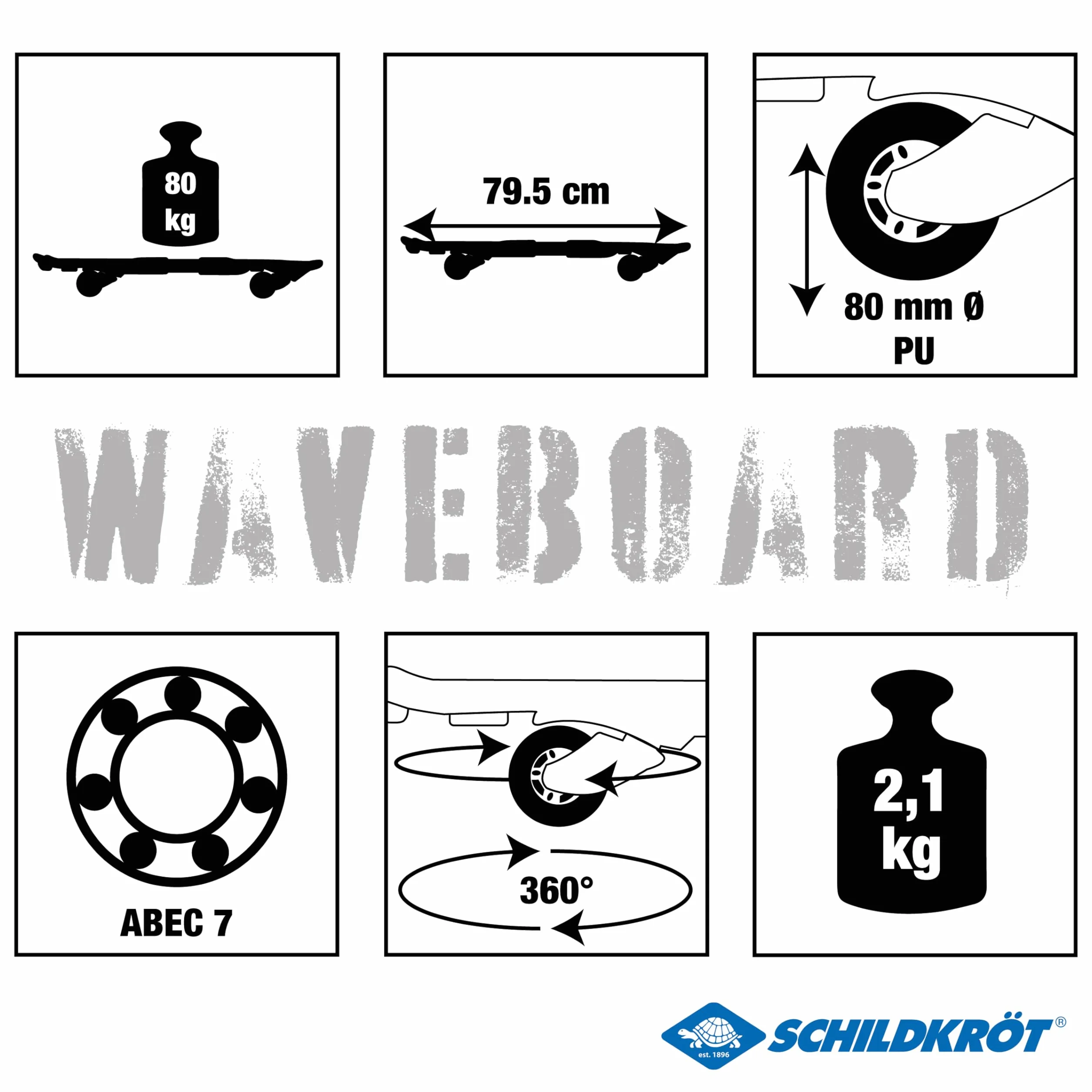 Schildkröt Waveboard Good Vibes, Leggero ed Agile, Tavola Larga com Superficie Antiscivolo