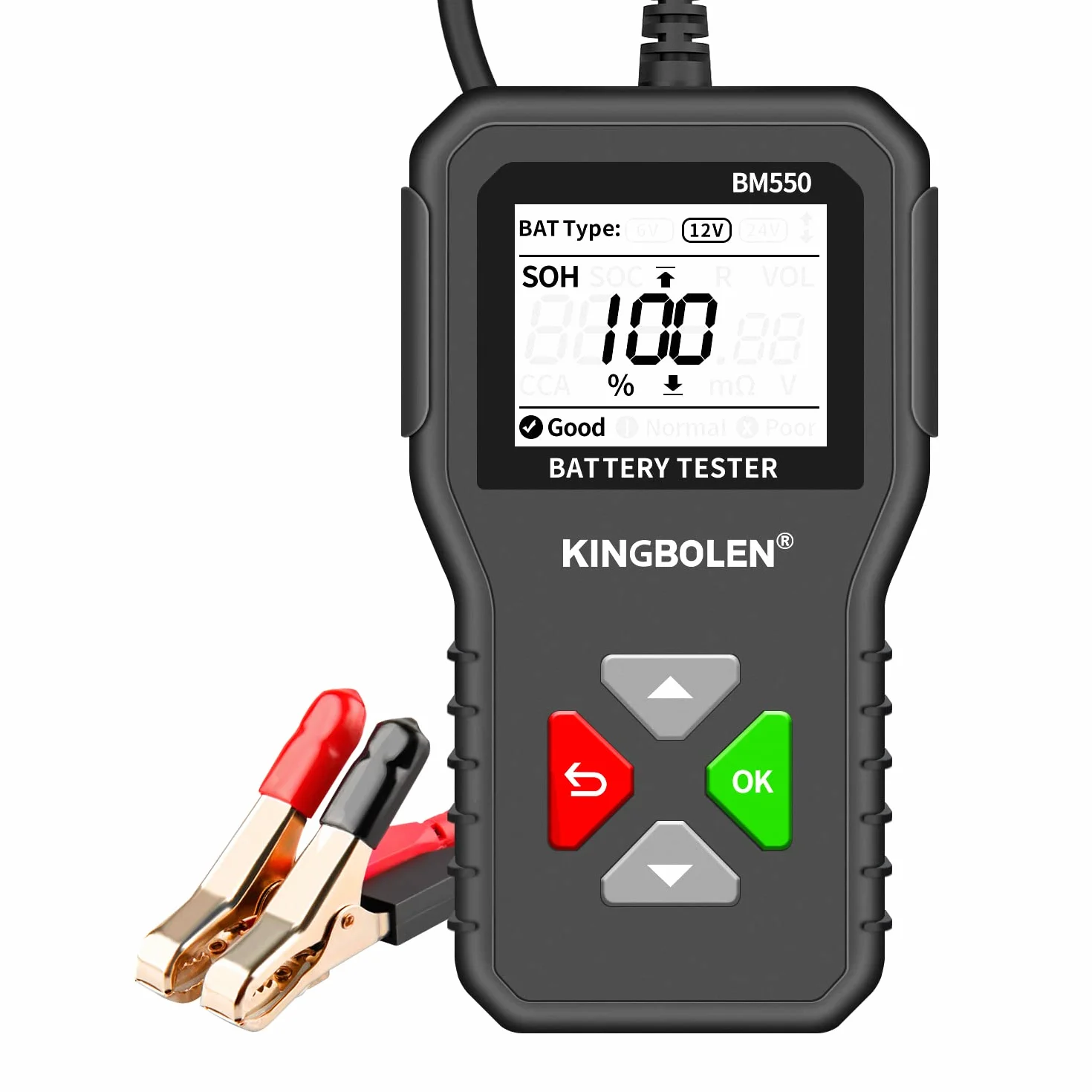 KINGBOLEN BM550 Tester Batteria 6V 12V 24V, Analizzatore Digitale 100-2000CCA 2-220Ah per Auto, Camion, Marina, Moto, SUV, Barca - Strumento di Test Alternatore